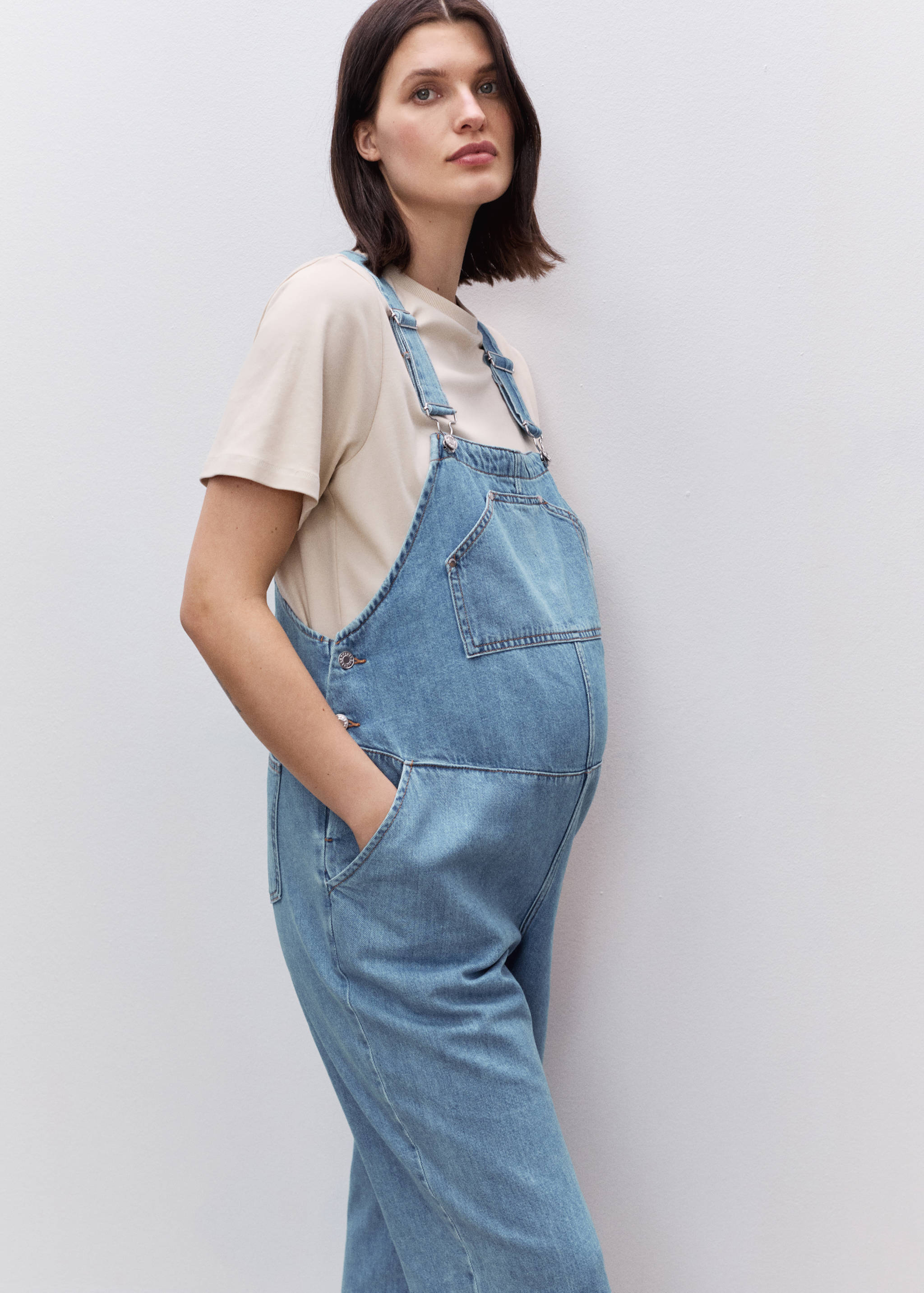 Maternity denim dungarees - Medium plane