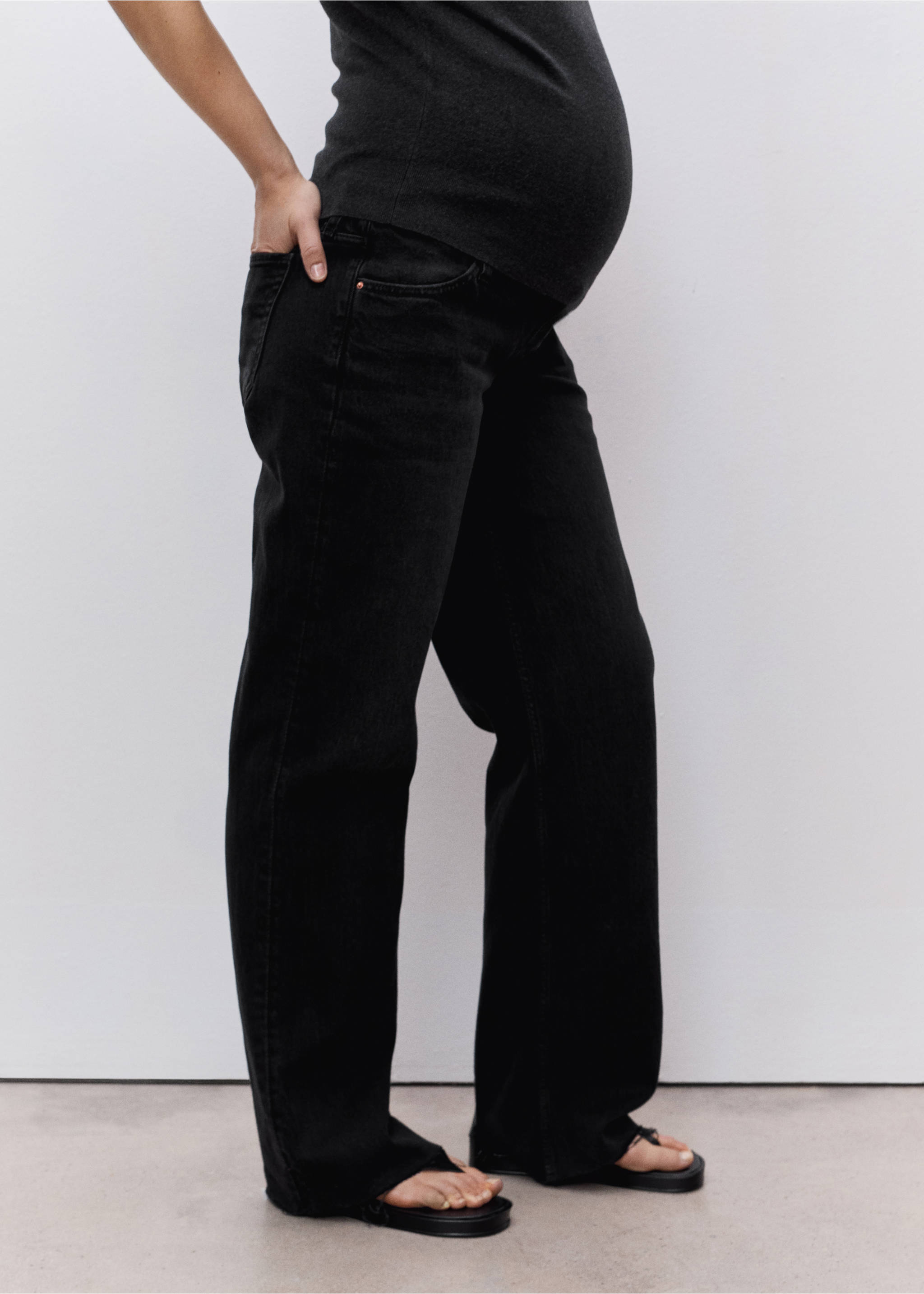Jean de grossesse wideleg - Plan moyen, Black denim. Ref: 87010266-00.