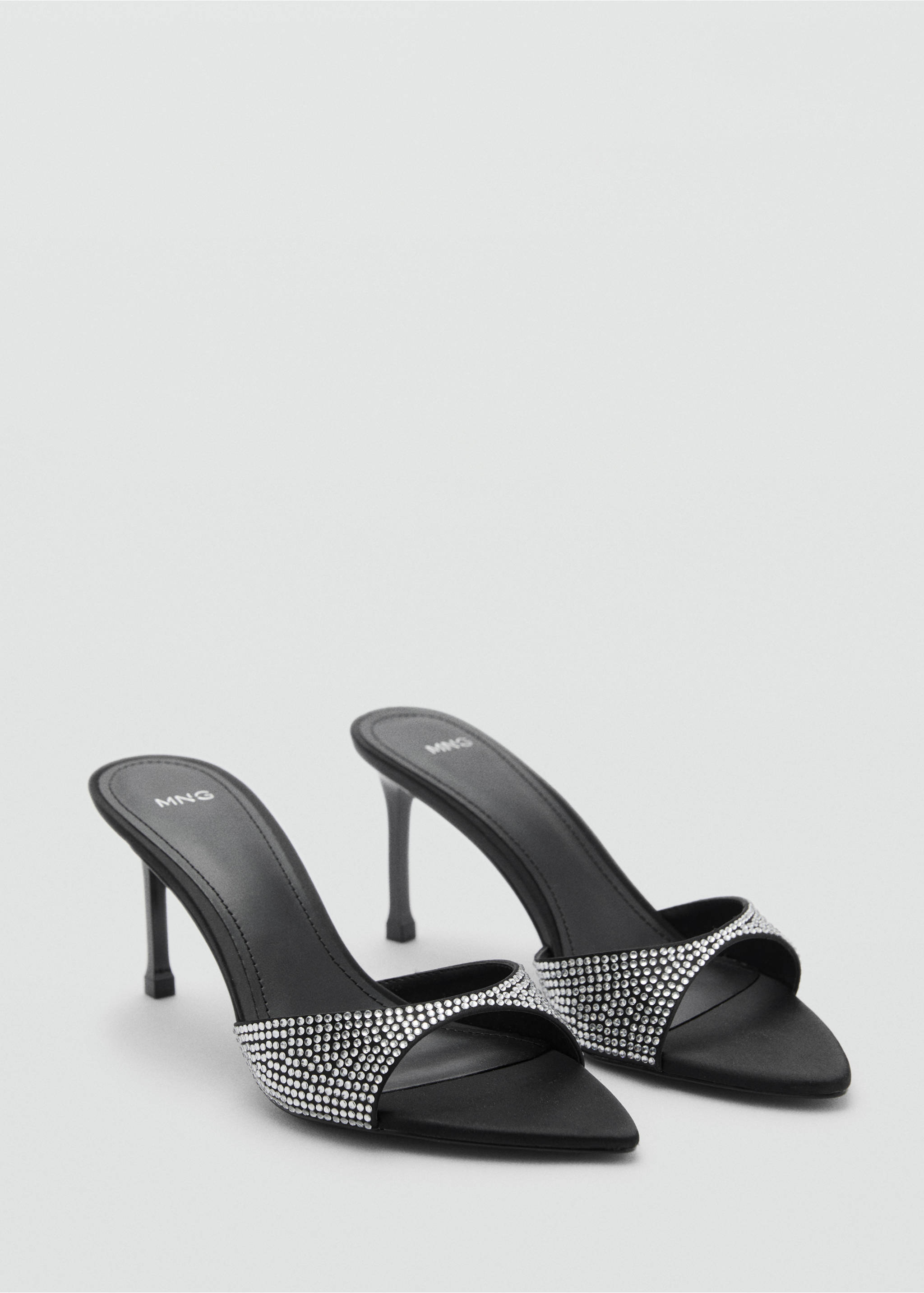 Rhinestone heeled slingback sandal - Medium plane, Black. Ref: 87010269-00.