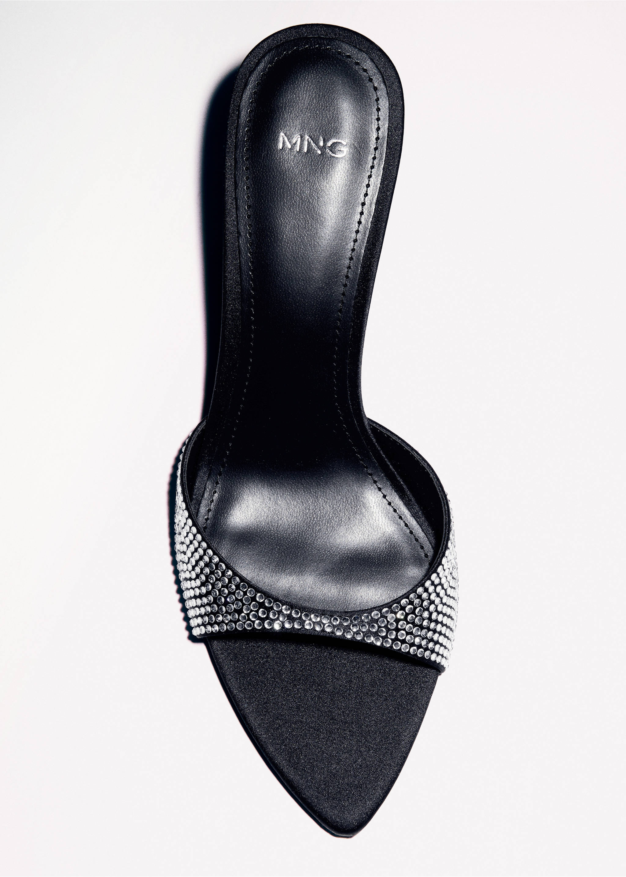 Rhinestone heeled slingback sandal - Details of the article 5, Black. Ref: 87010269-00.