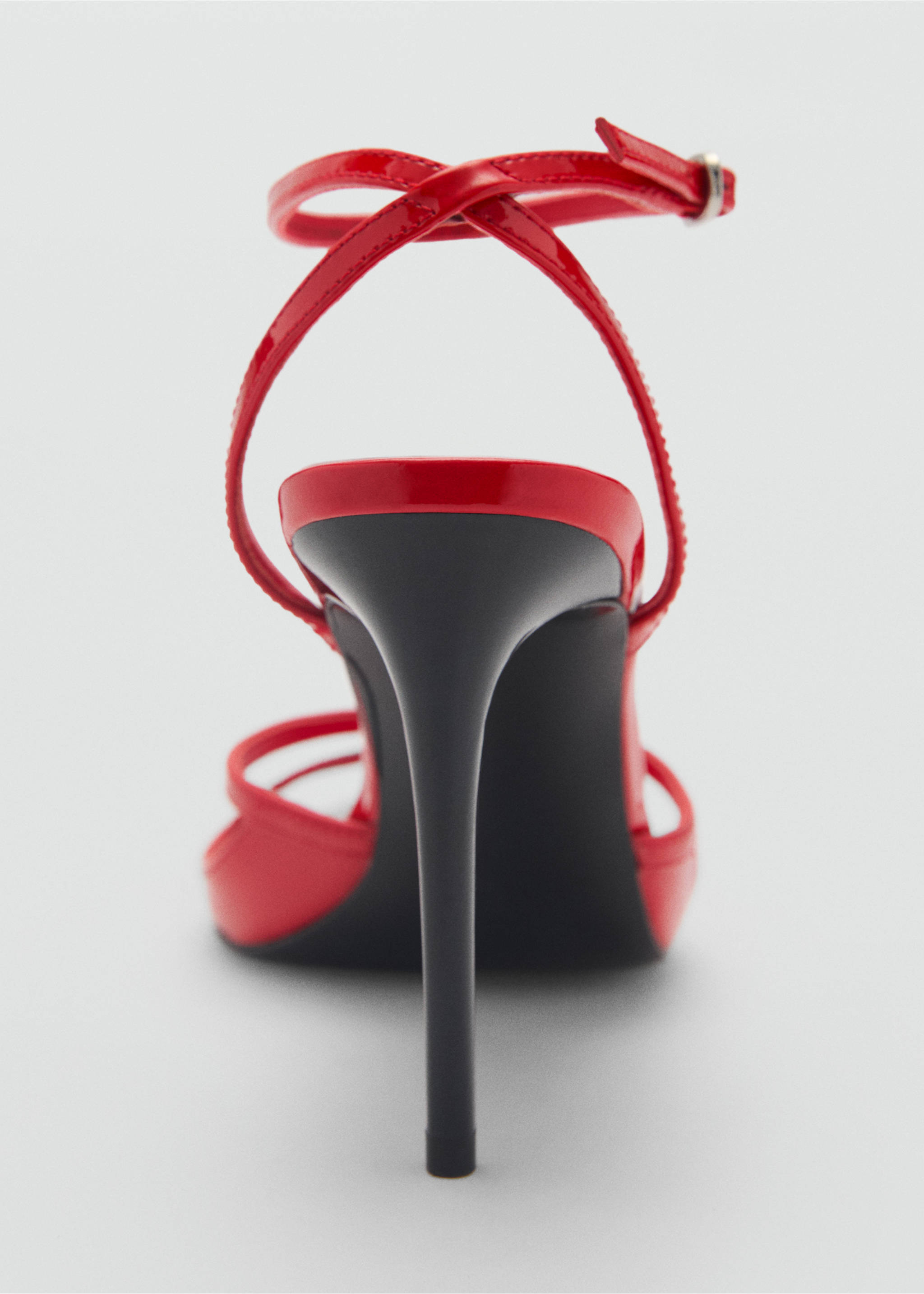 Leather heeled sandal with metallic toe - Details of the article 1, Red. Ref: 87010283-00.