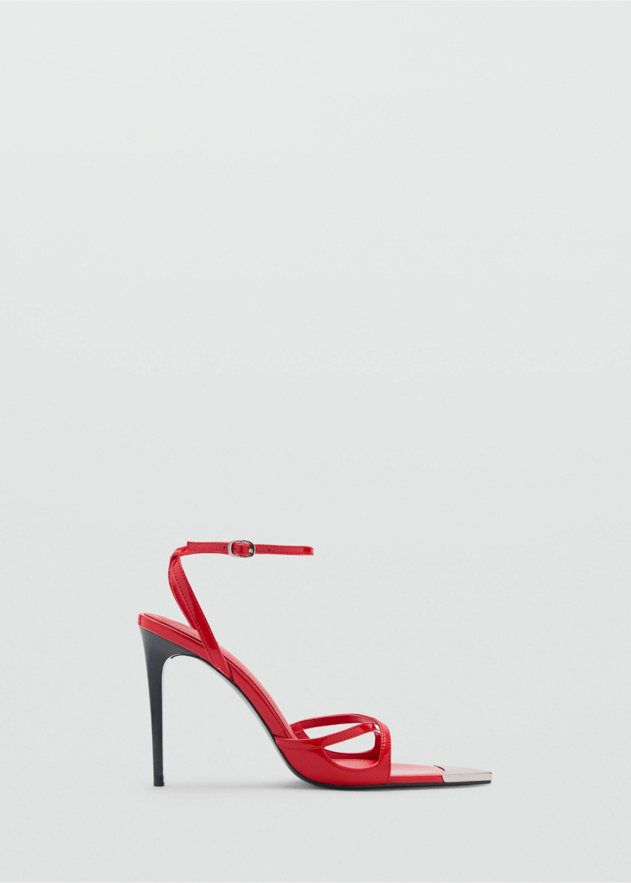 Leather heeled sandal with metallic toe - Article without model, Red. Ref: 87010283-00.