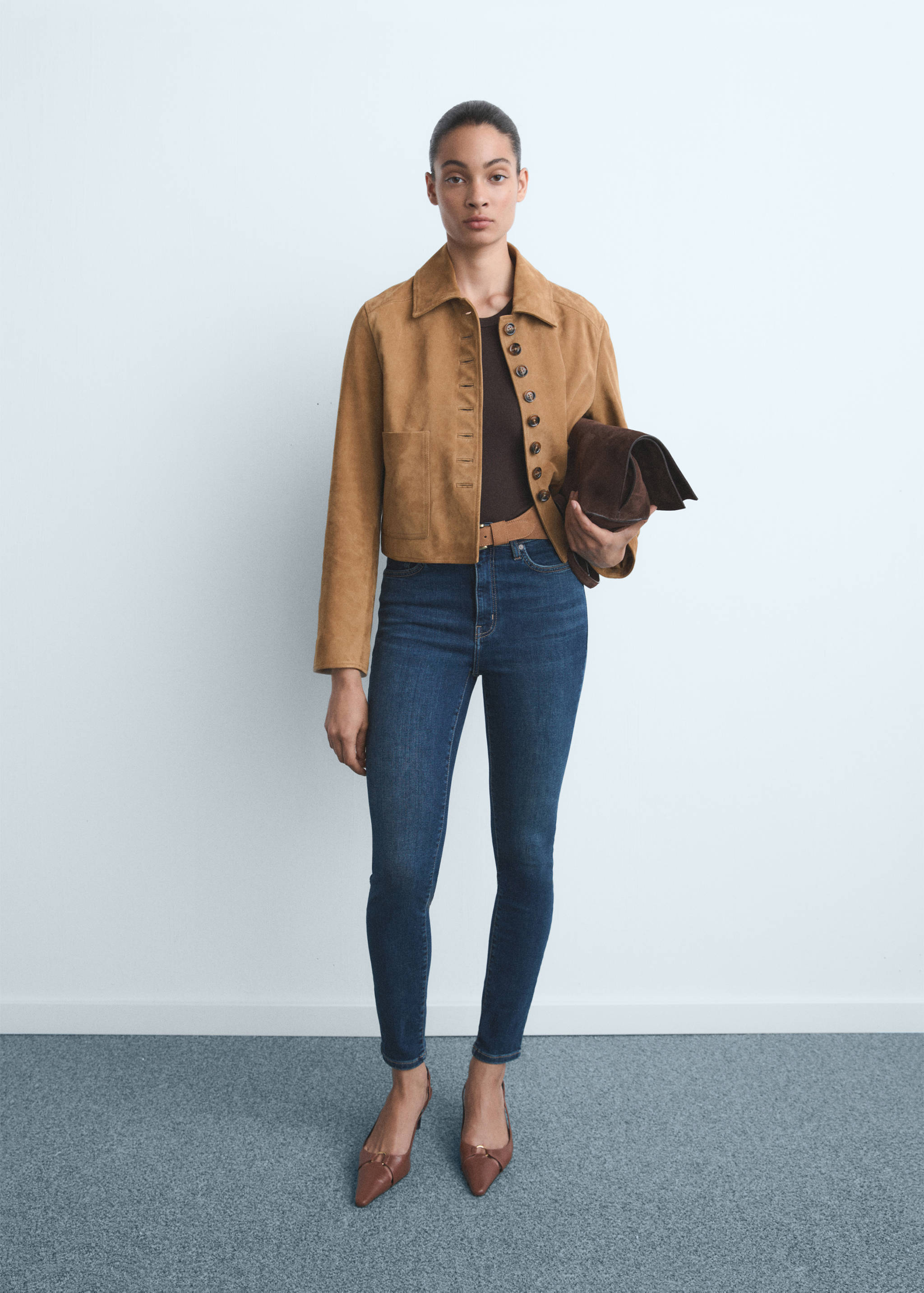 高腰修身牛仔裤 - null