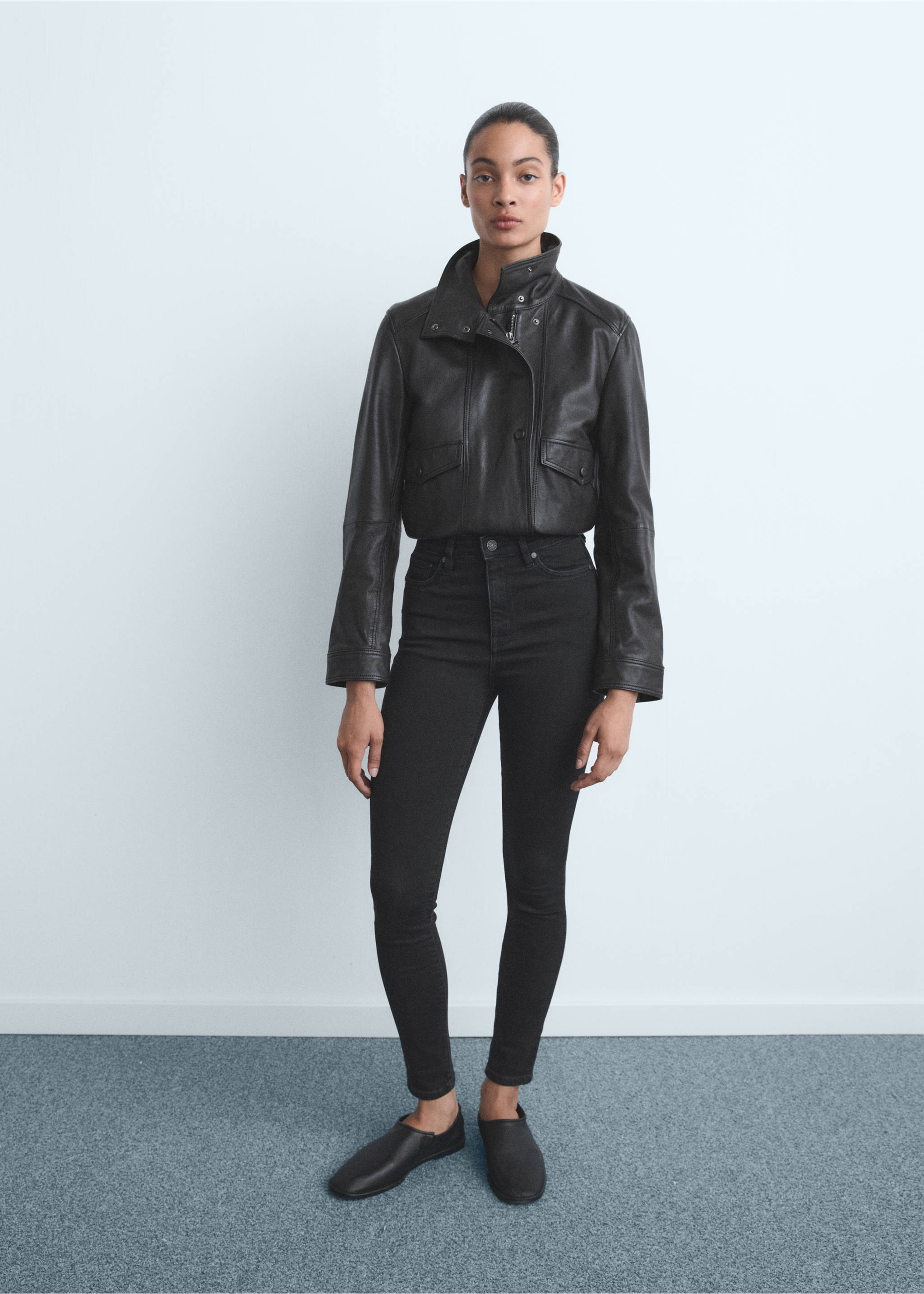 High-rise skinny jeans - General plane, Black denim. Ref: 87010285-00.