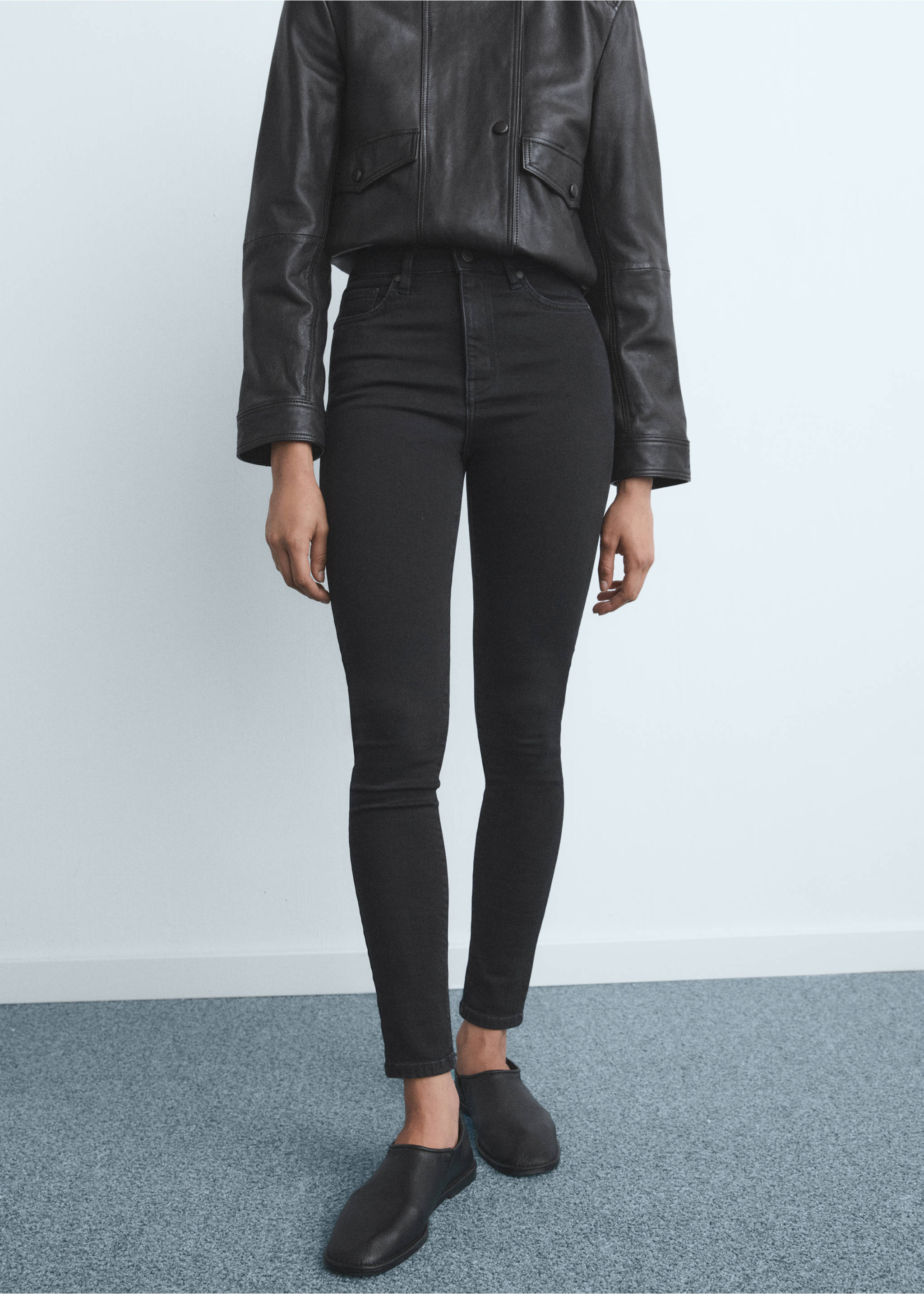 High-rise skinny jeans - Medium plane, Black denim. Ref: 87010285-00.