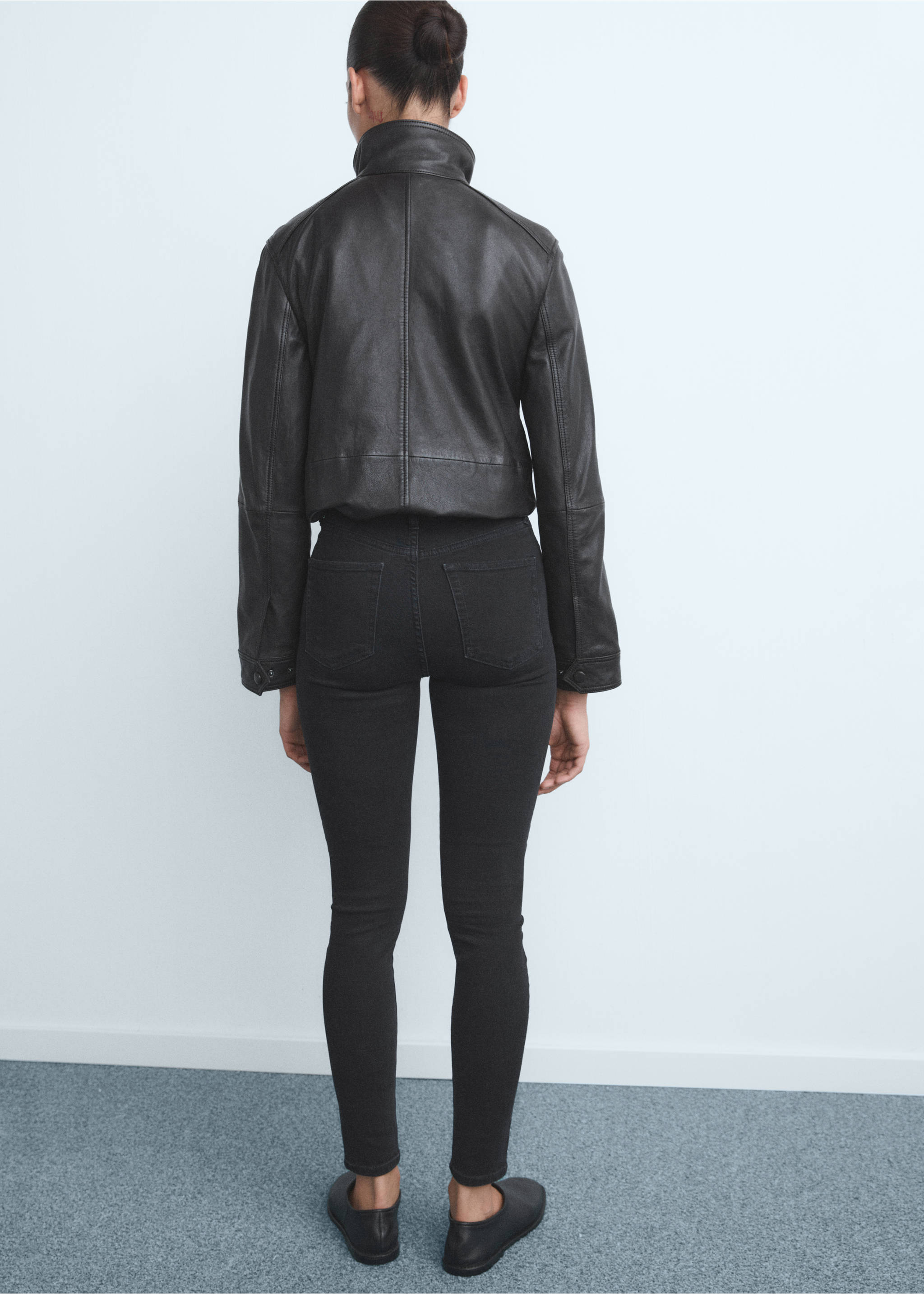 High-rise skinny jeans - Reverse of the article, Black denim. Ref: 87010285-00.