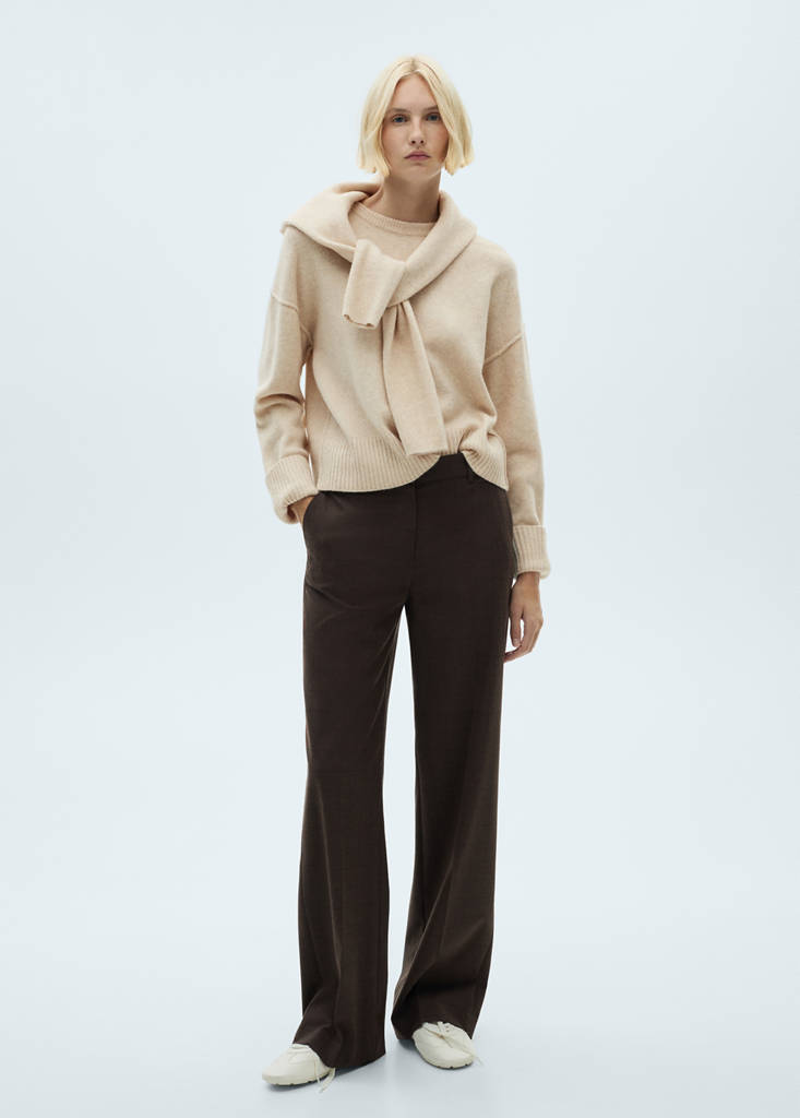 Rolled-up sleeves sweater — Ecru