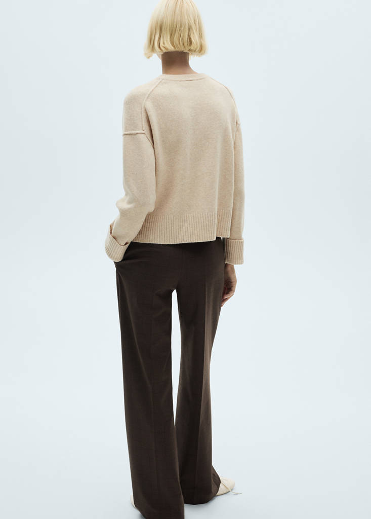 Rolled-up sleeves sweater — Ecru