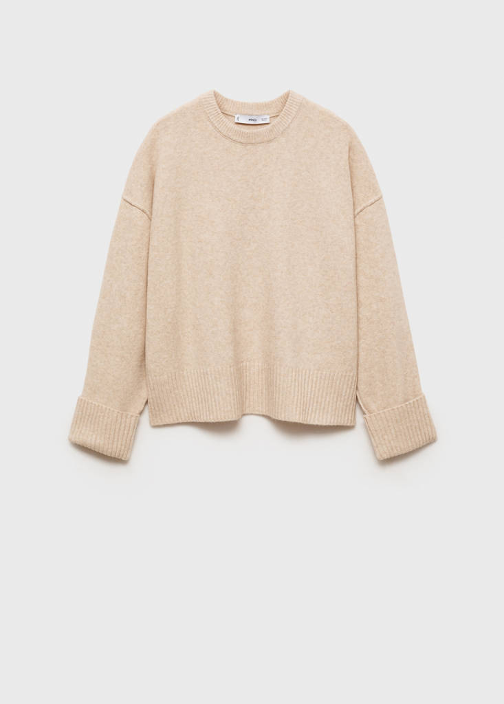 Rolled-up sleeves sweater — Ecru