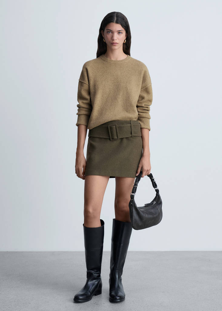 Rolled-up sleeves sweater — Medium Green