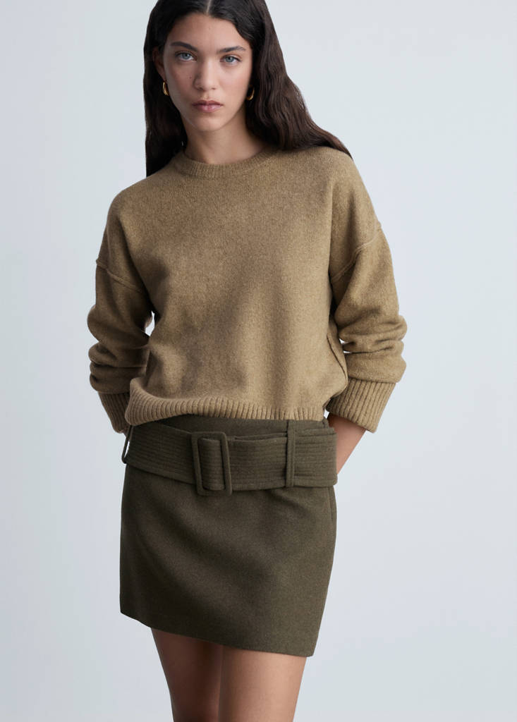 Rolled-up sleeves sweater — Medium Green