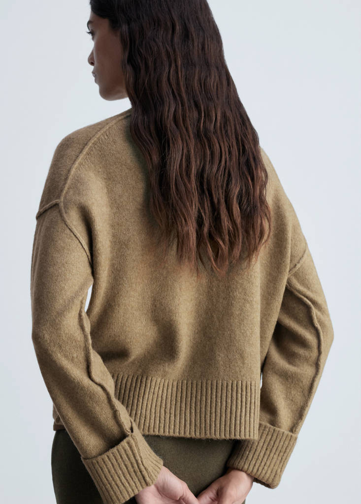 Rolled-up sleeves sweater — Medium Green