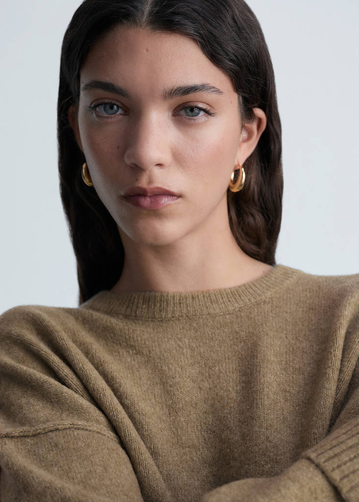 Rolled-up sleeves sweater — Medium Green