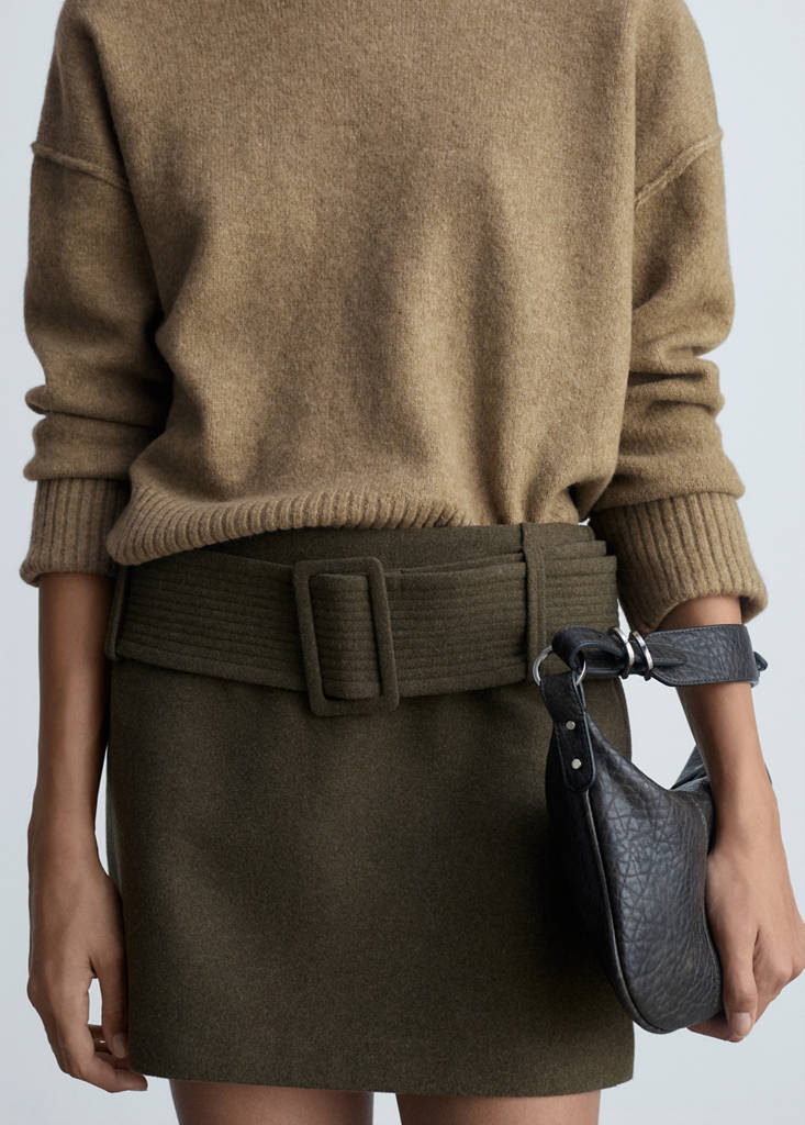 Rolled-up sleeves sweater — Medium Green