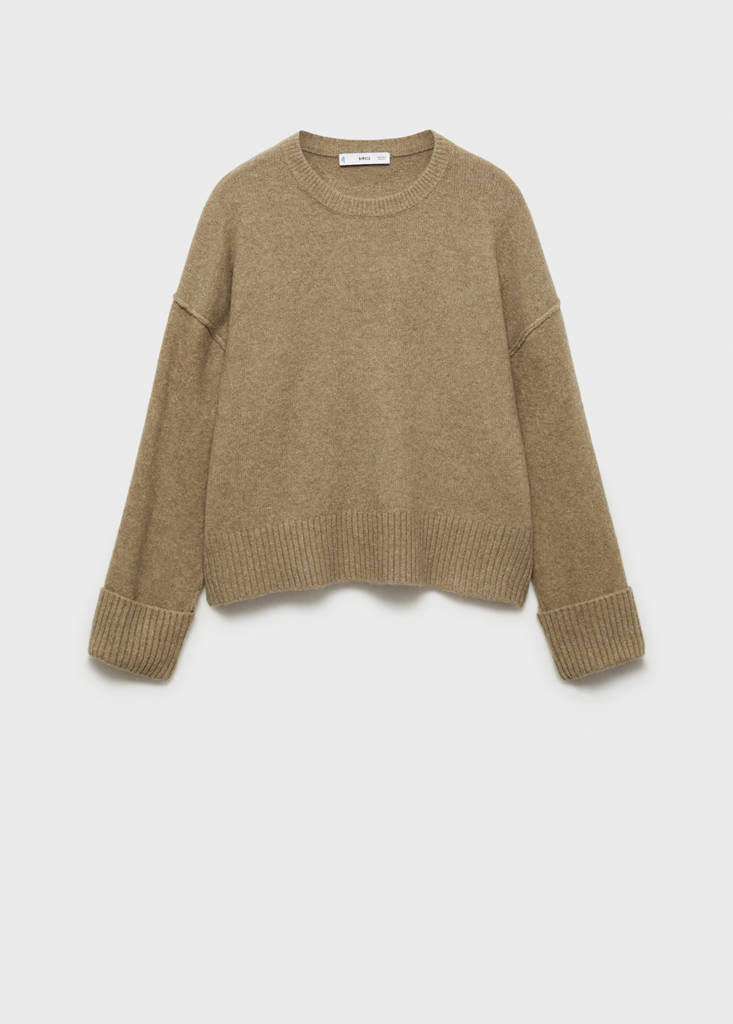 Rolled-up sleeves sweater — Medium Green