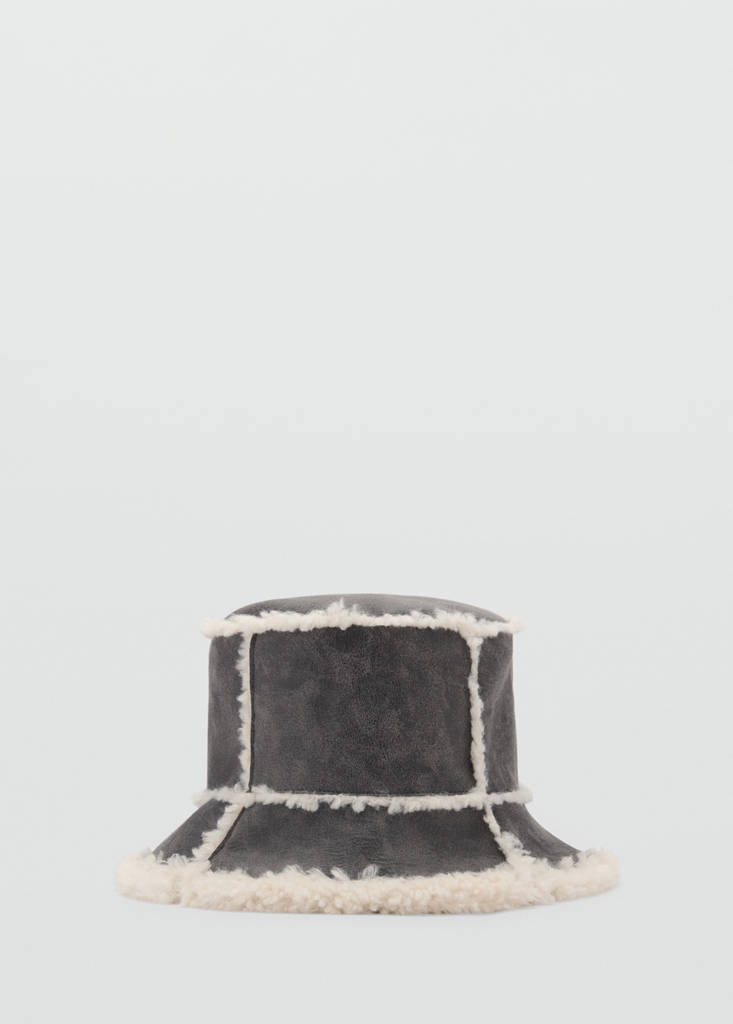 Shearling bucket hat — Grey