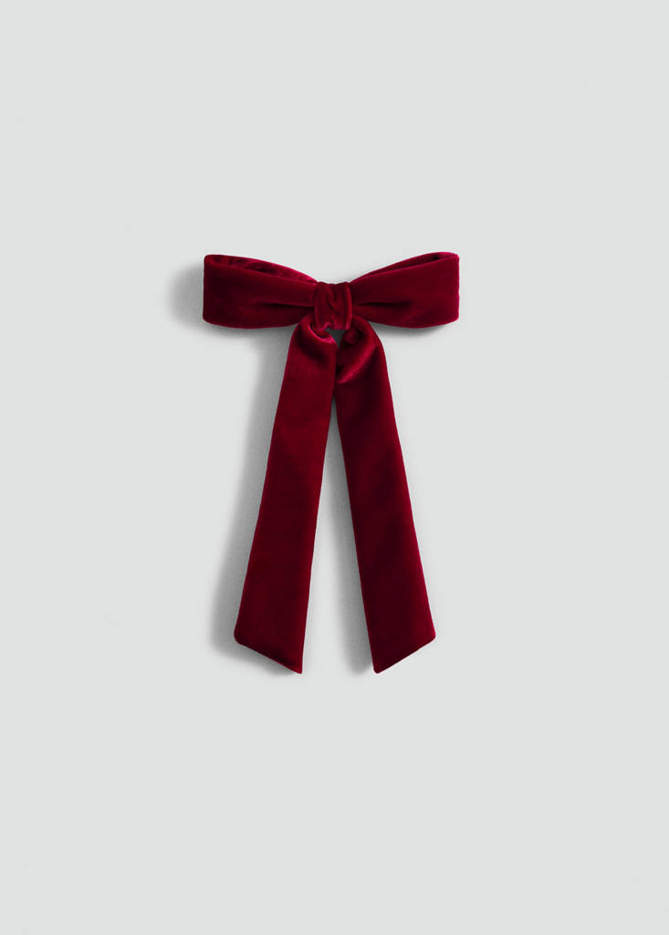 MANGO - Barrette naud velours rouge - Taille unique