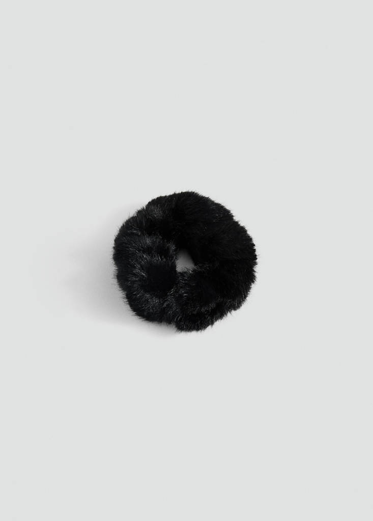 MANGO - Chouchou imitation fourrure noir - Taille unique