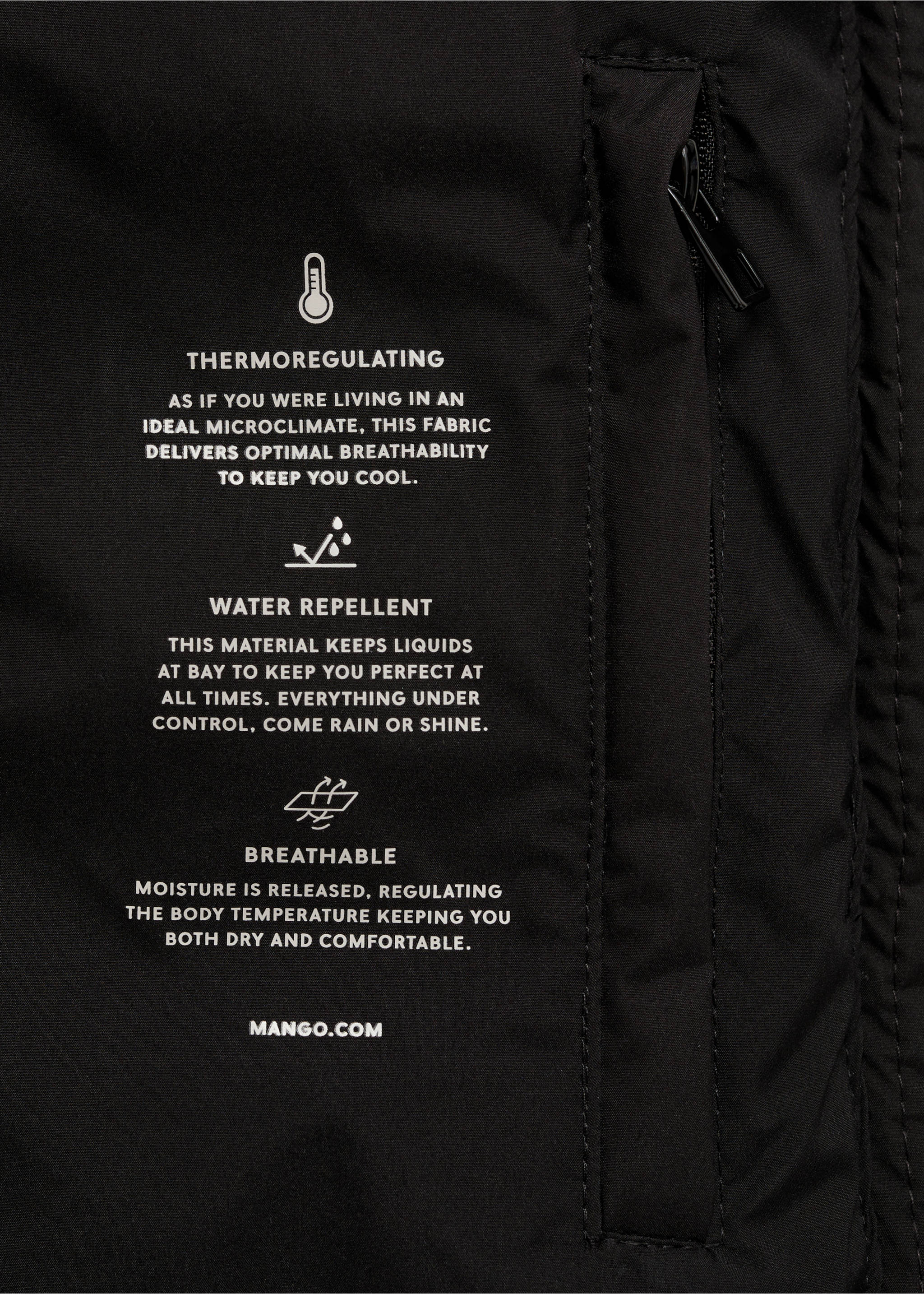 Waterproof padded midi anorak - Details of the article 0, Black. Ref: 87010346-00.