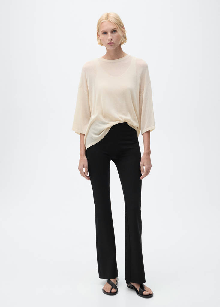 MANGO - Legging évasé noir - M