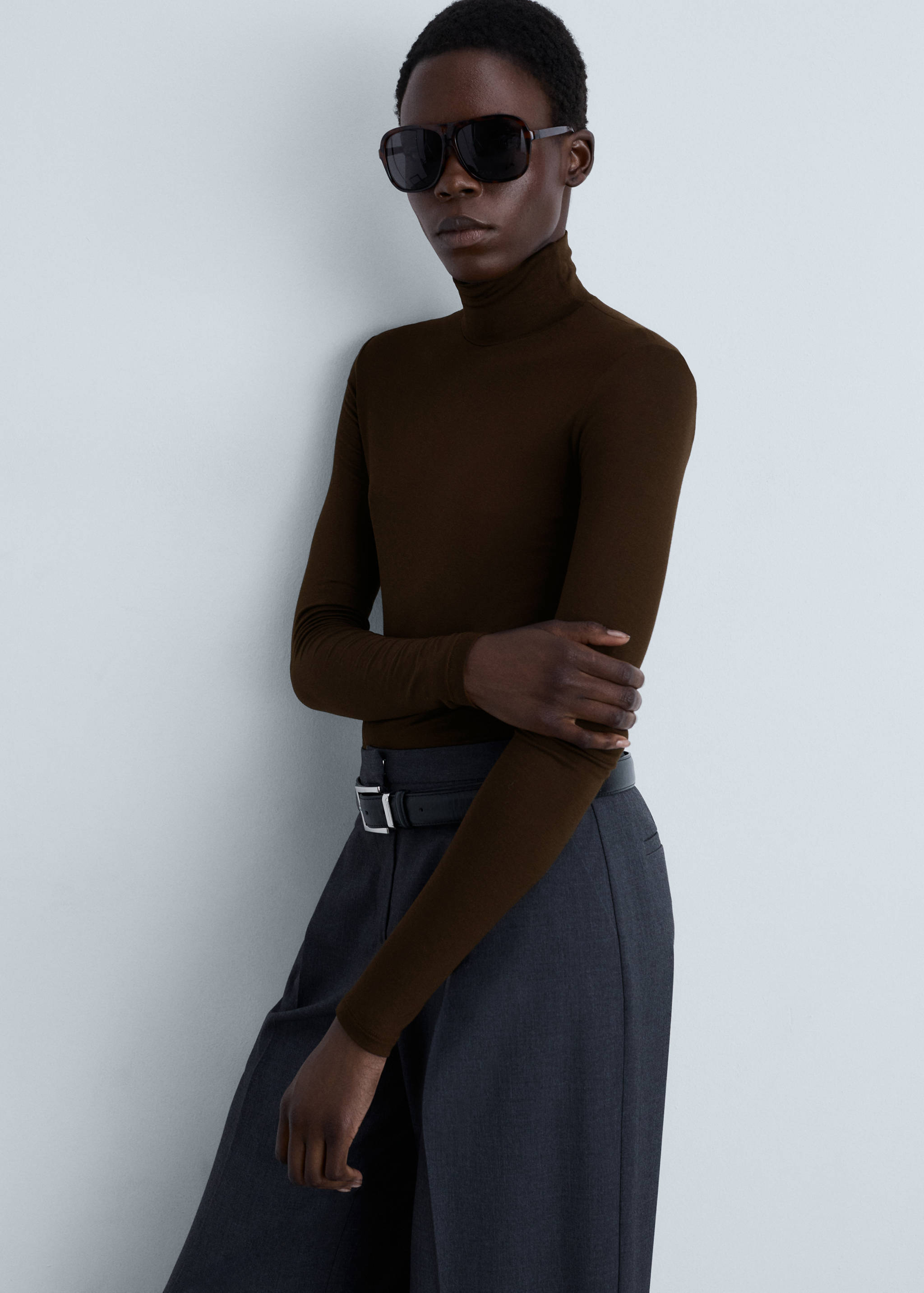 Perkins-neck long-sleeved t-shirt - Medium plane