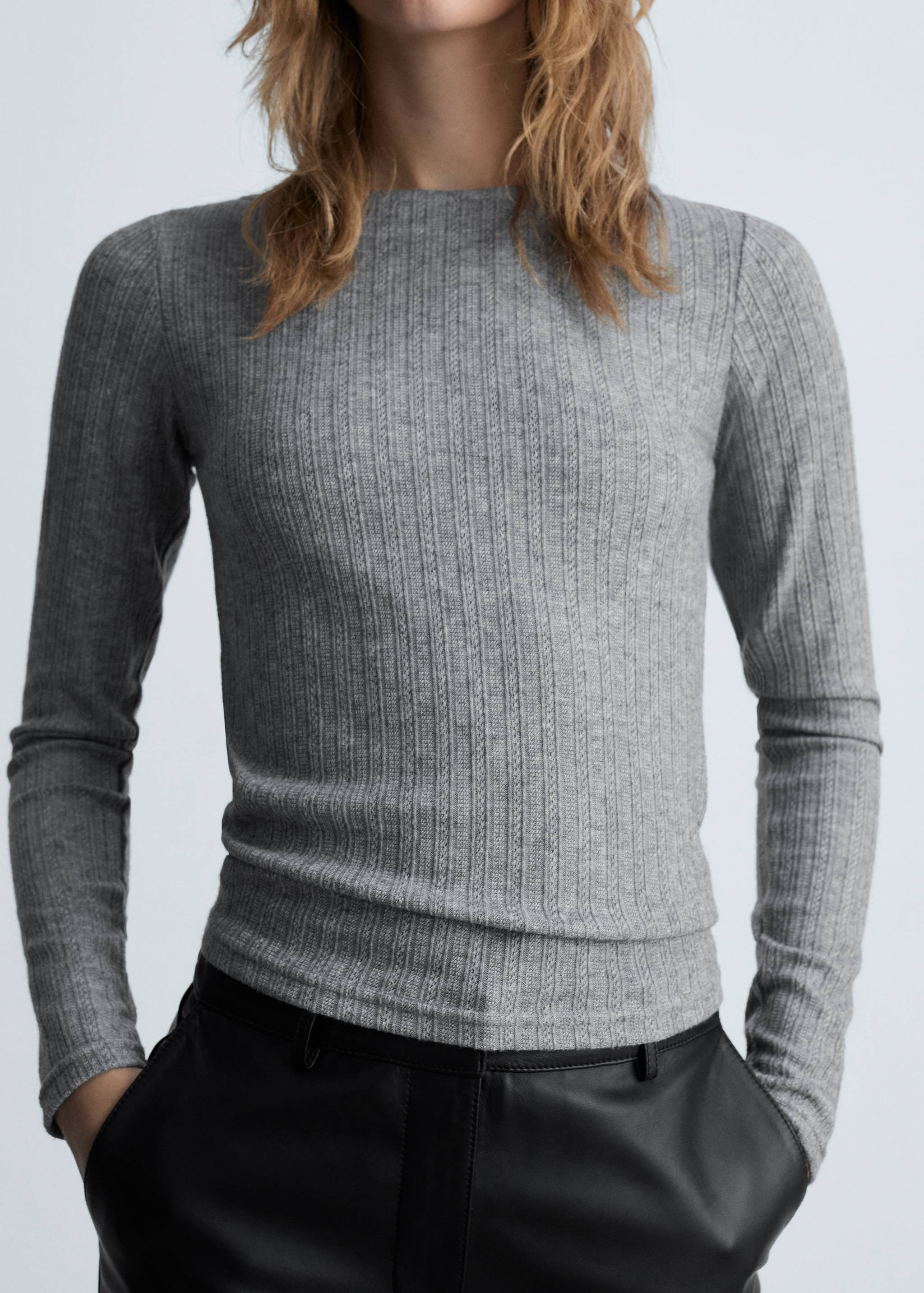 Long-sleeved pointelle t-shirt - Details of the article 6