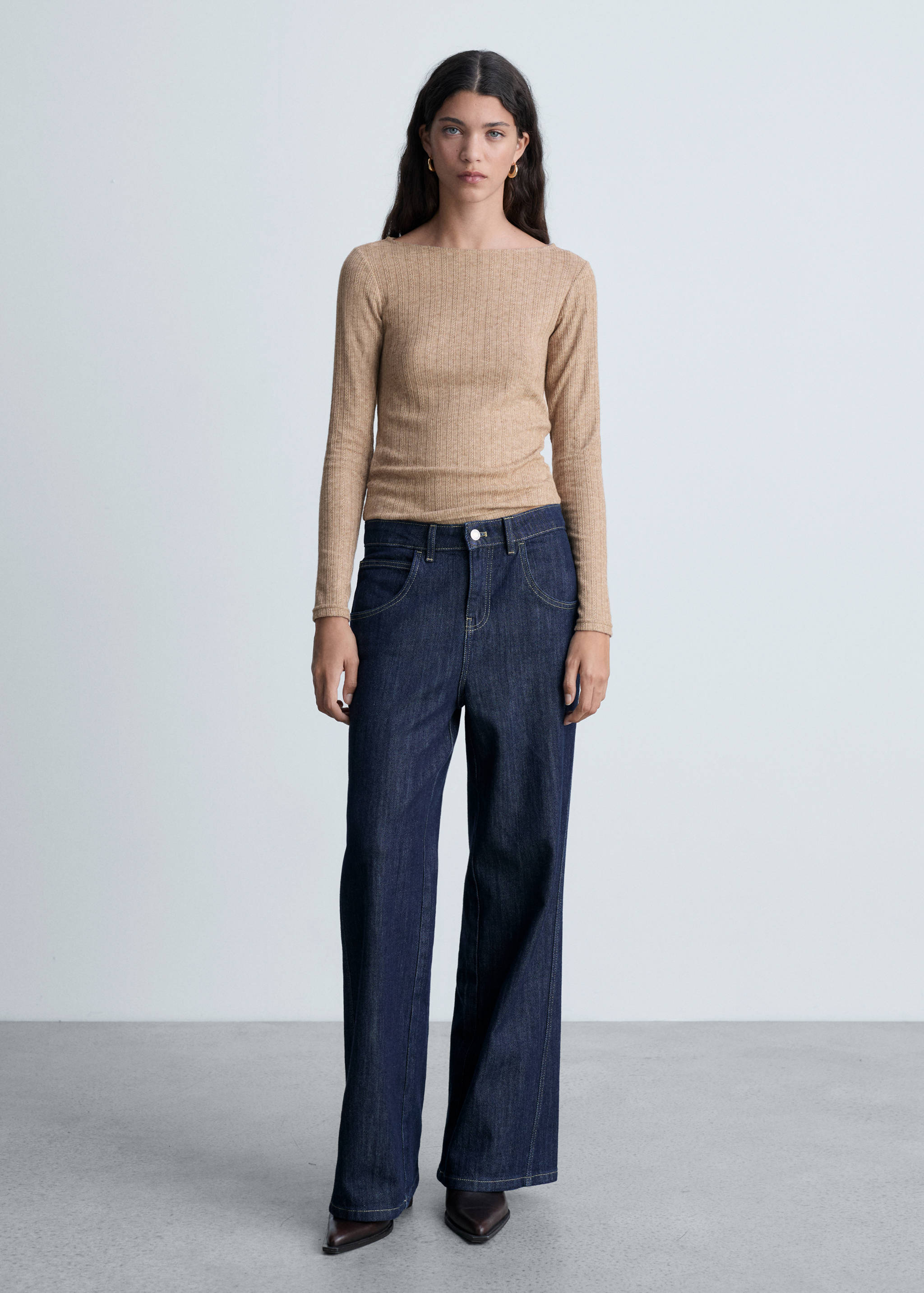 Long-sleeved pointelle t-shirt - General plane