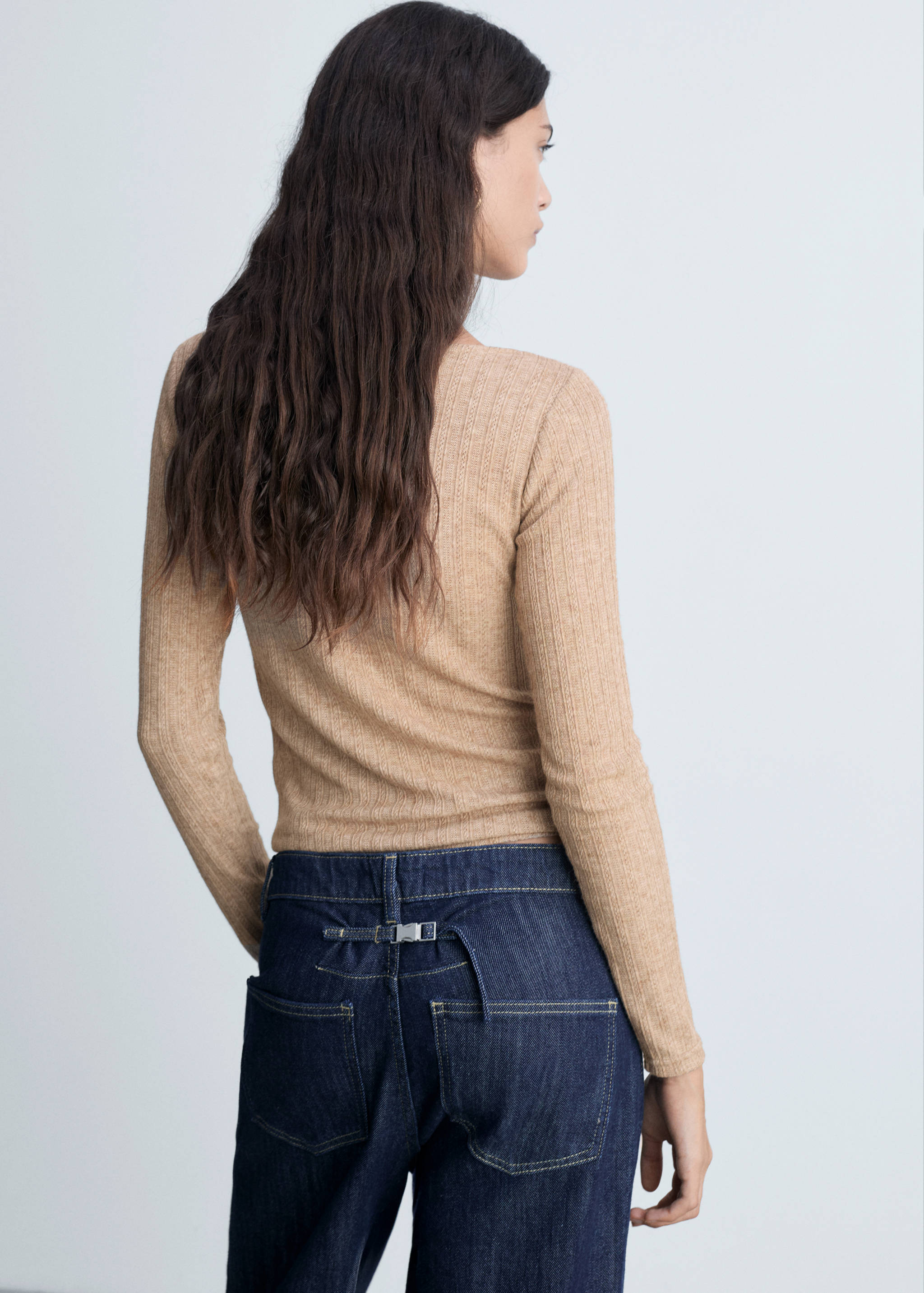 Long-sleeved pointelle t-shirt - Reverse of the article