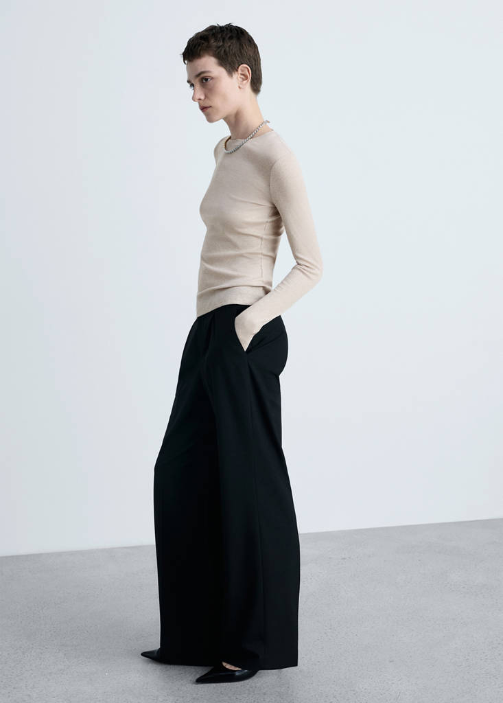 Lurex knitted t-shirt — Beige
