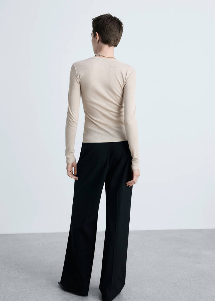 Lurex knitted t-shirt — Beige