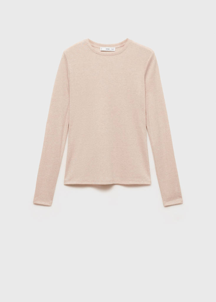 Lurex knitted t-shirt — Beige