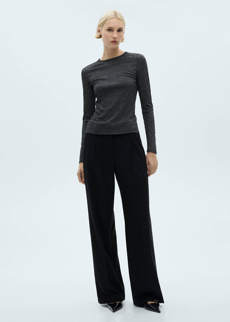 Lurex knitted t-shirt — Black