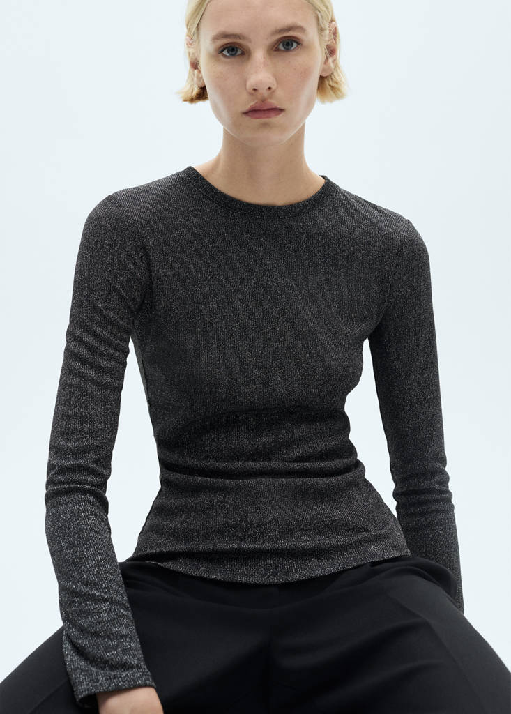 Lurex knitted t-shirt — Black
