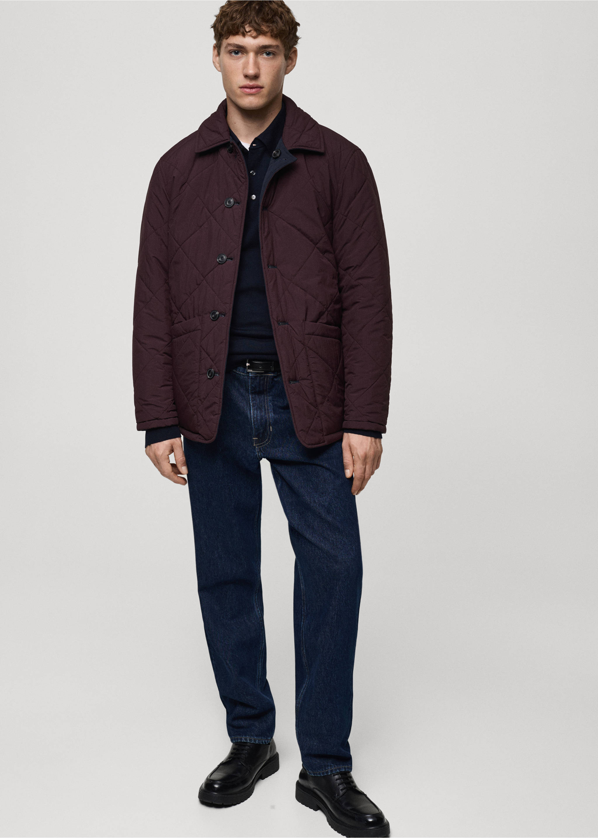 Two-tone reversible quilted jacket - Details of the article 3, Dark Navy. Ref: 87010577-00.