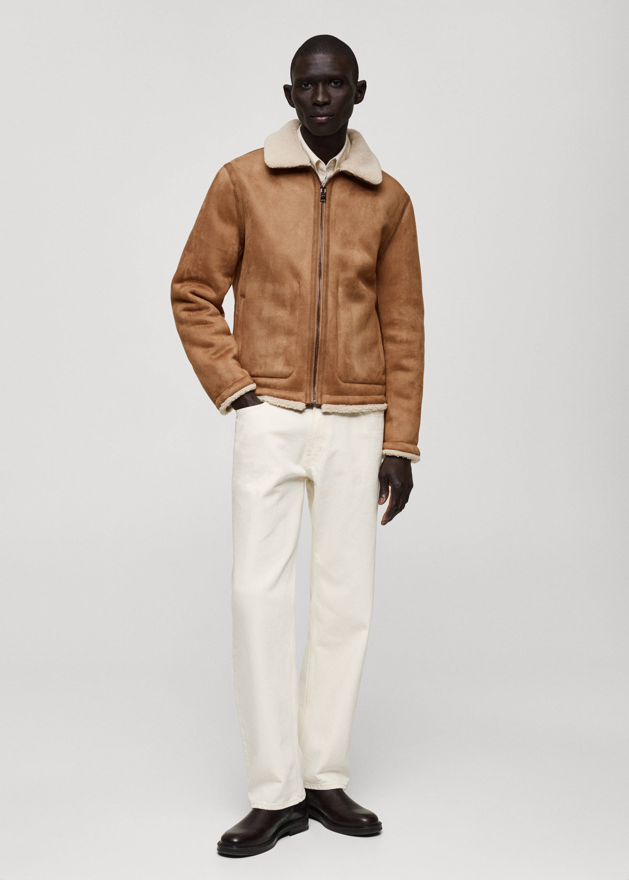 Double face jacket with sheepskin details - General plane