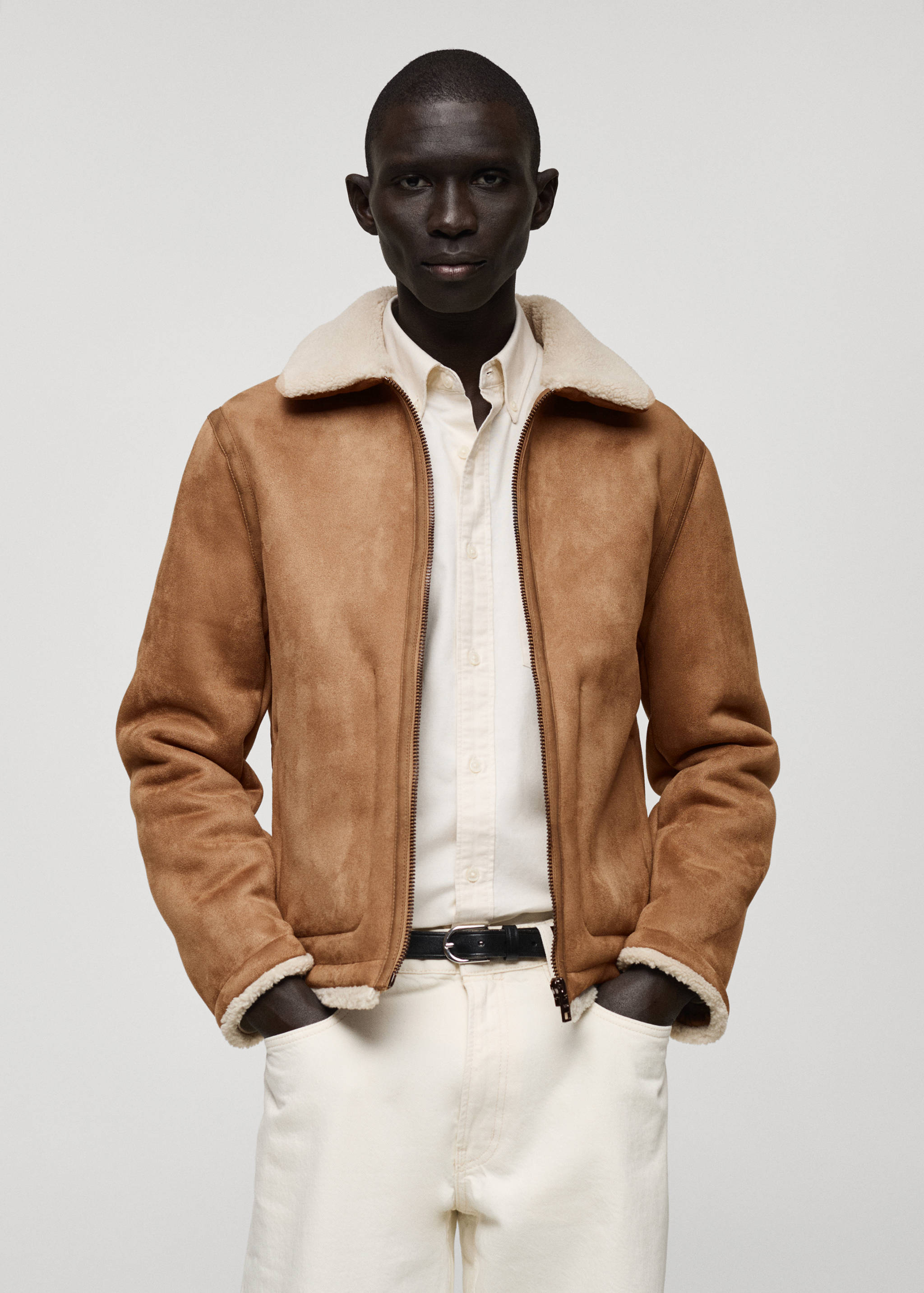 Double face jacket with sheepskin details - Medium plane