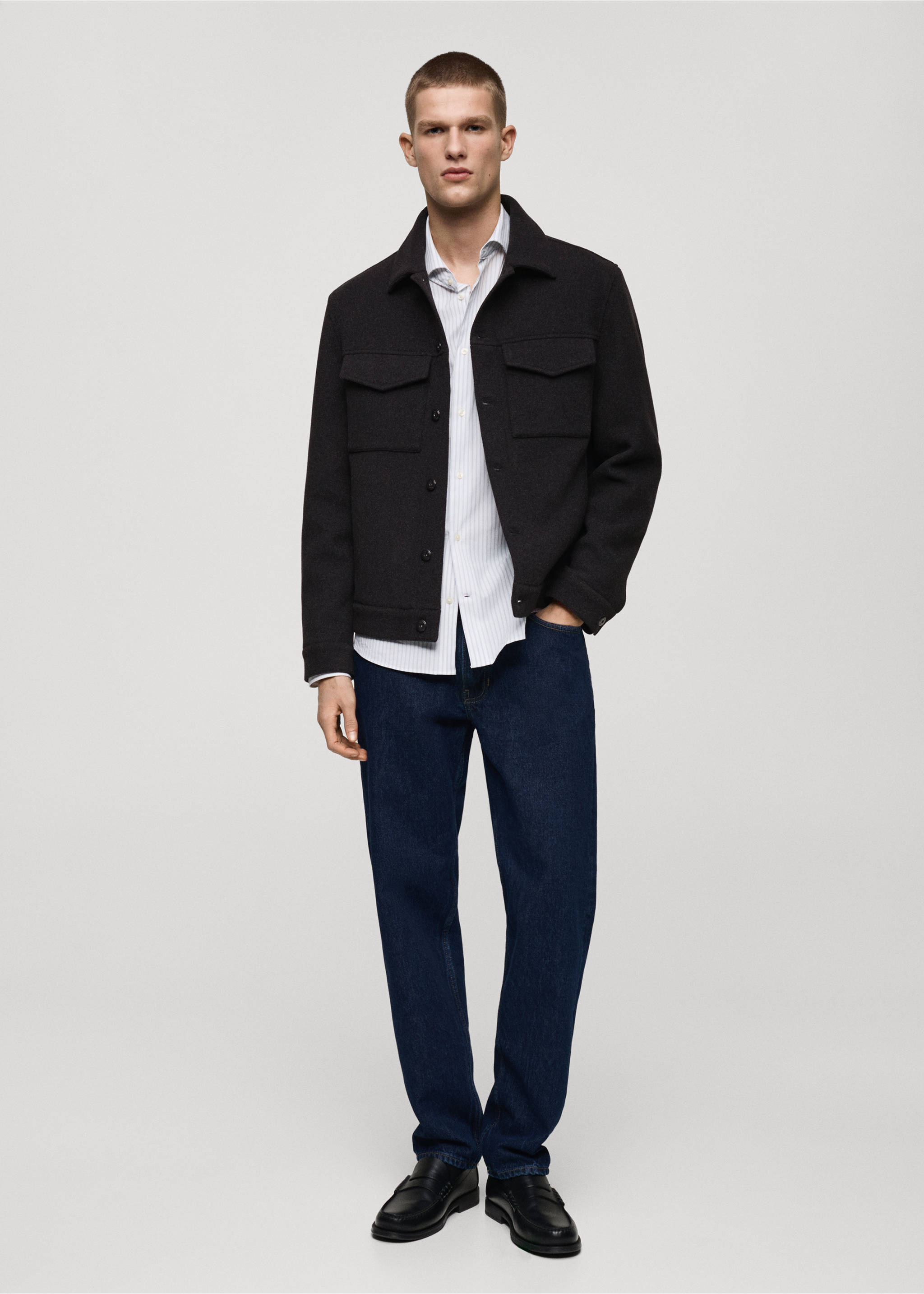 Regular-fit wool jacket - General plane, Charcoal. Ref: 87010582-00.