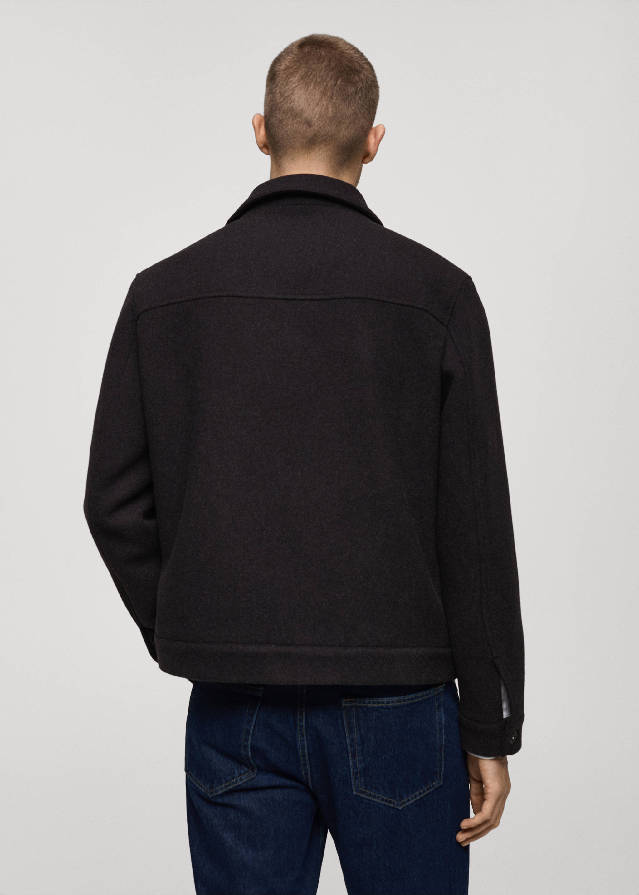 Regular-fit wool jacket - Reverse of the article, Charcoal. Ref: 87010582-00.