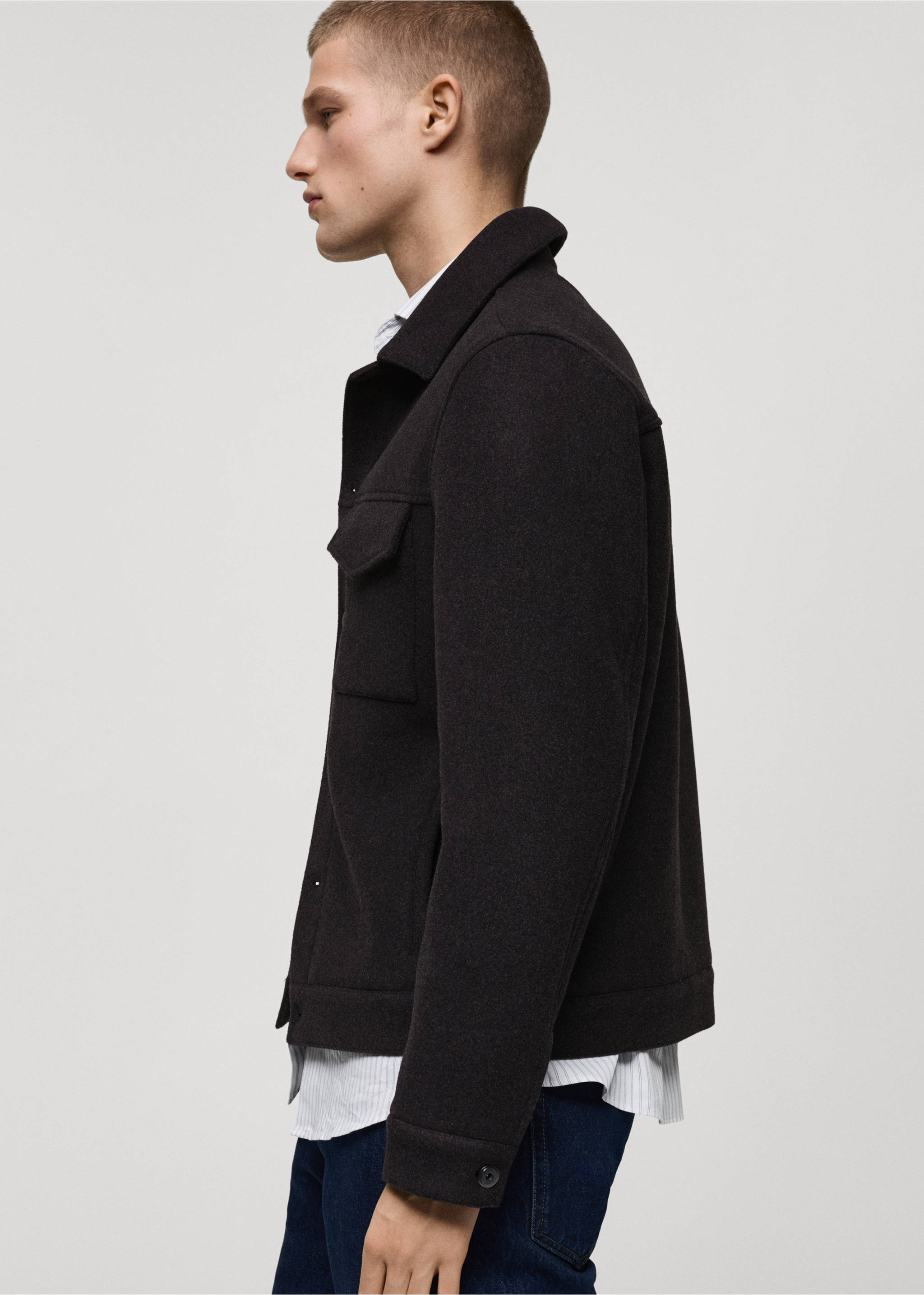 Regular-fit wool jacket - Details of the article 2, Charcoal. Ref: 87010582-00.