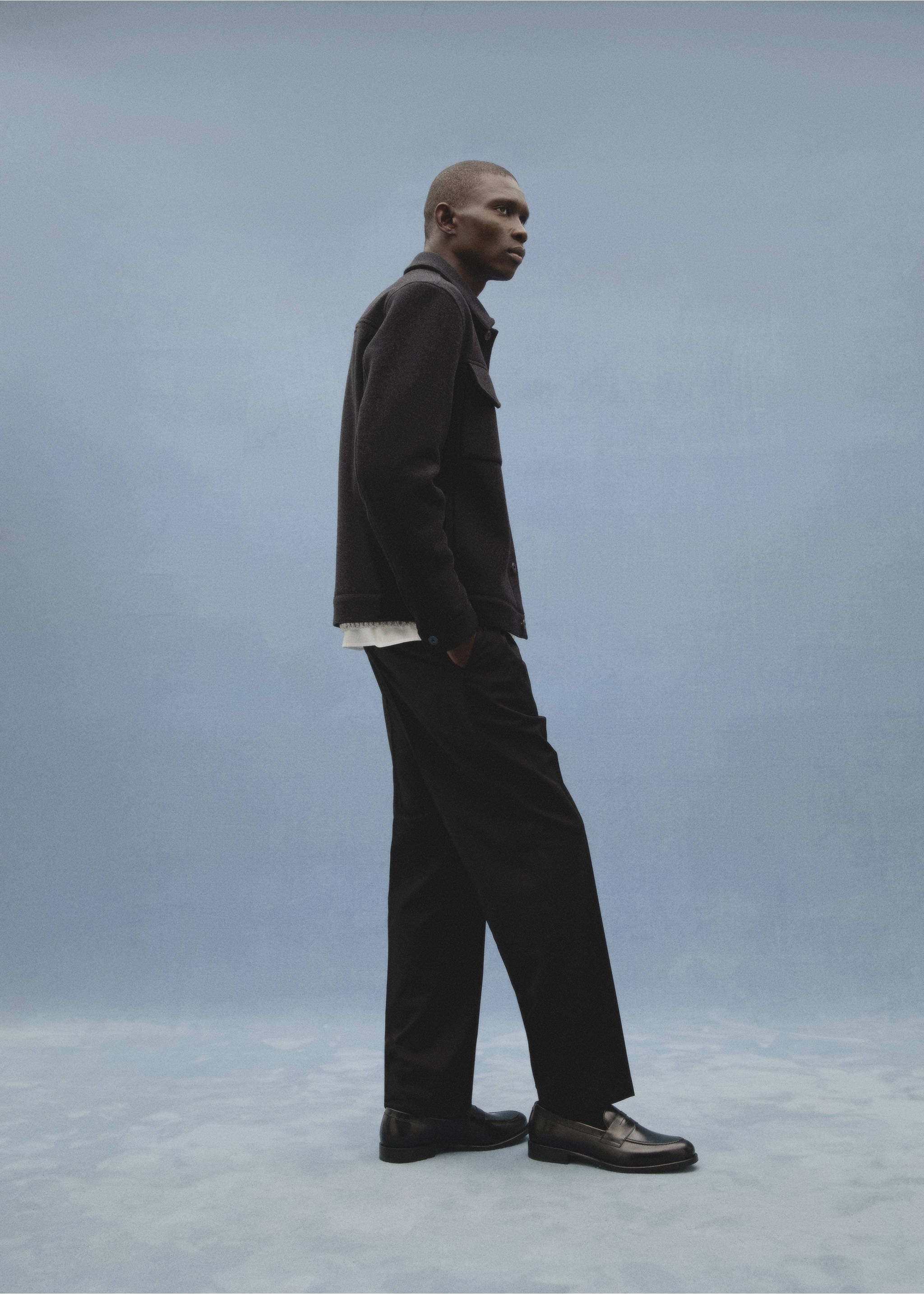Regular-fit wool jacket - Details of the article 5, Charcoal. Ref: 87010582-00.