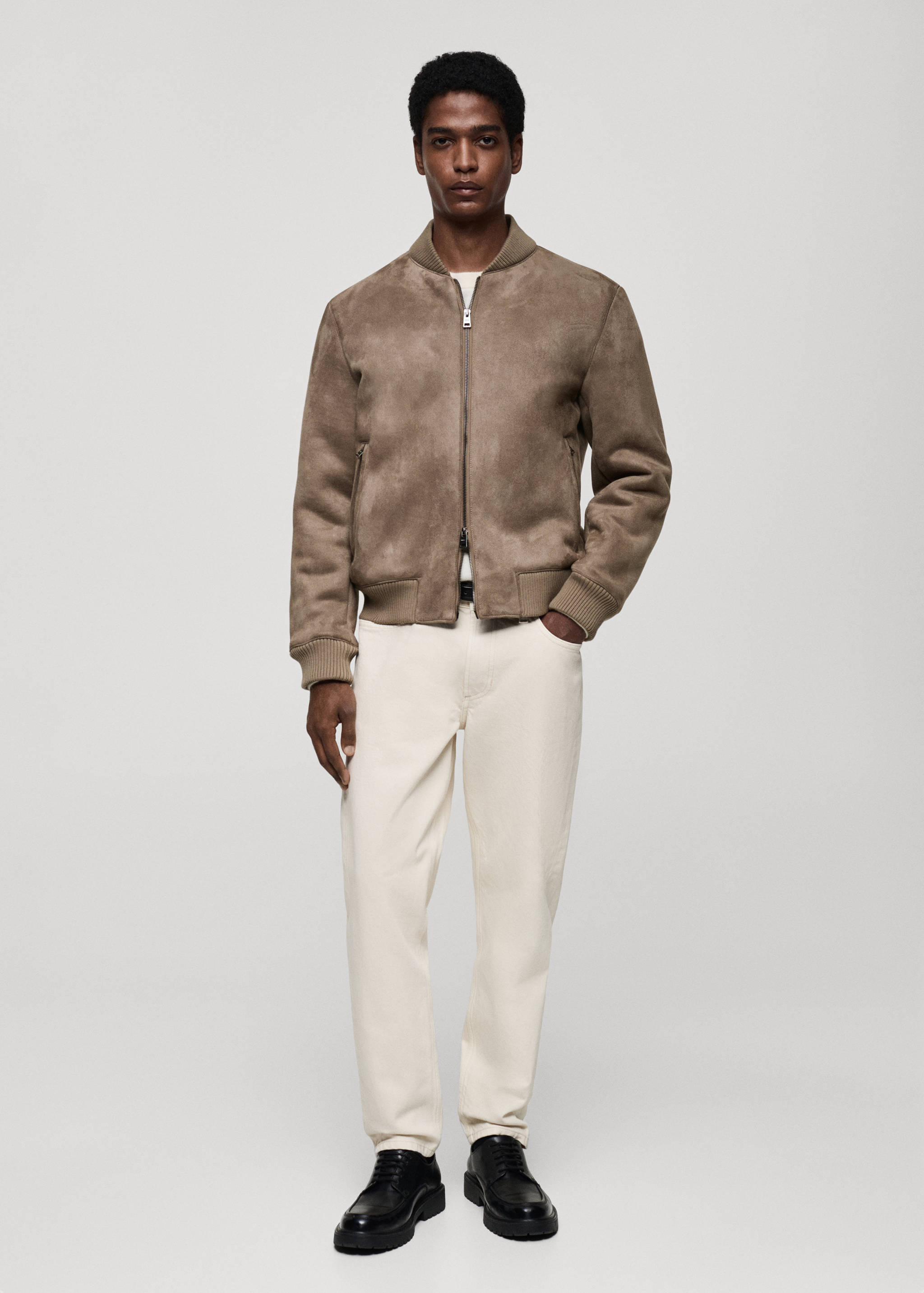 Suede-effect bomber jacket - General plane