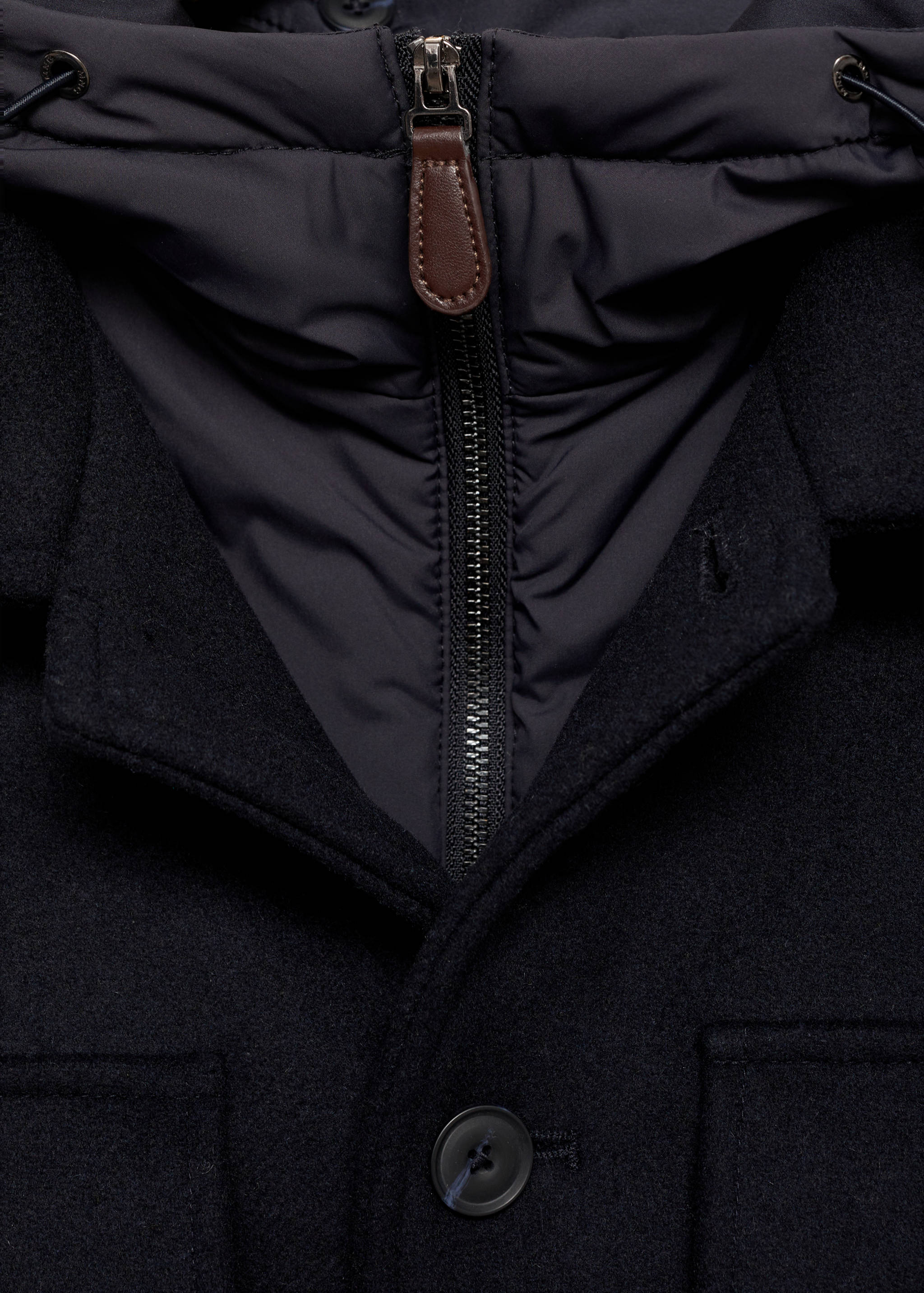 Wool blend coat with detachable hood - Details of the article 0