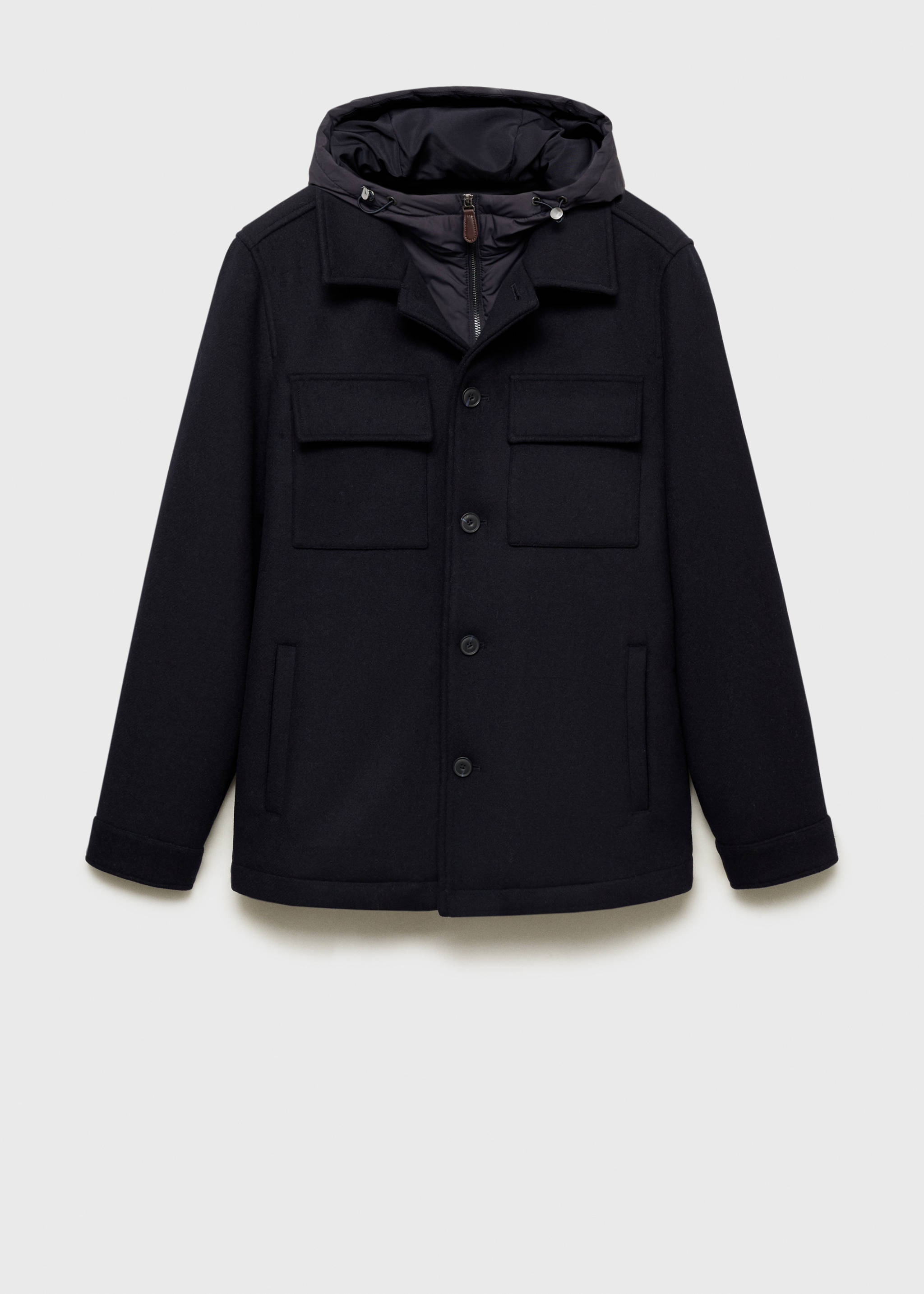 Wool blend coat with detachable hood - Article without model