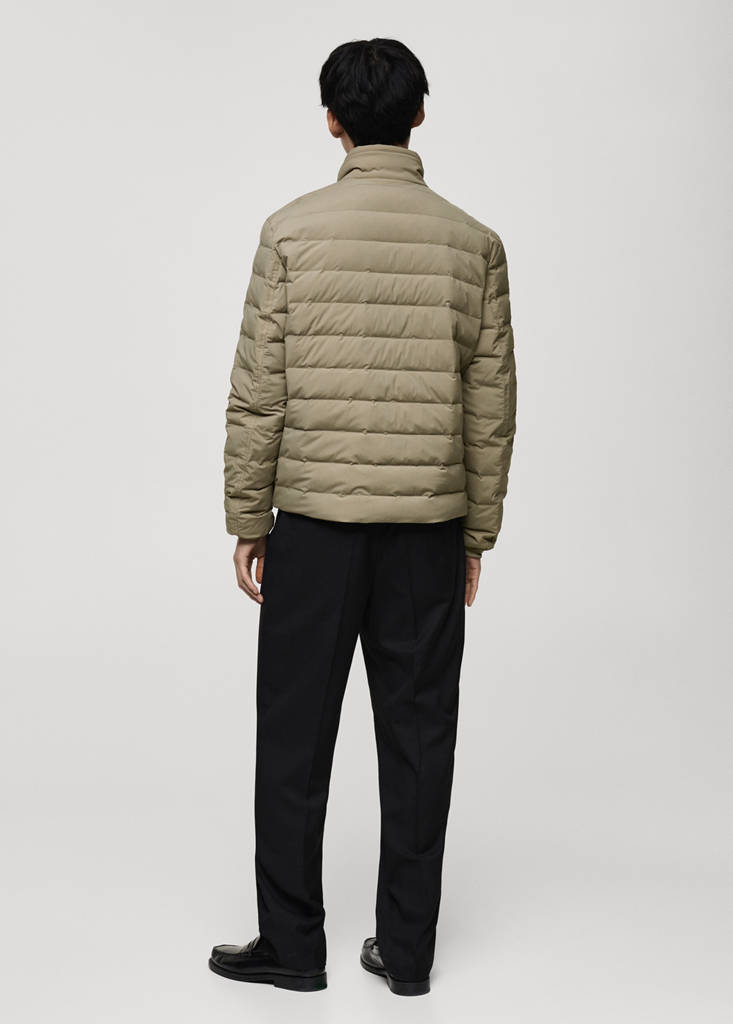Quilted jacket with down and feather filling — Medium Brown