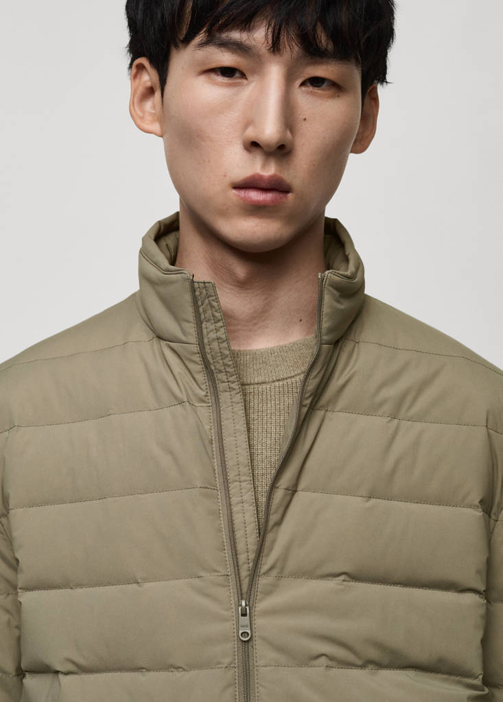 Quilted jacket with down and feather filling — Medium Brown