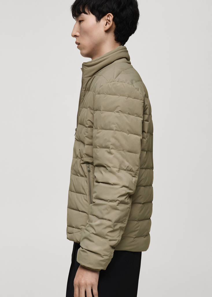 Quilted jacket with down and feather filling — Medium Brown