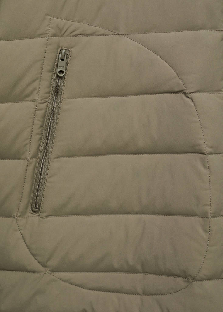 Quilted jacket with down and feather filling — Medium Brown