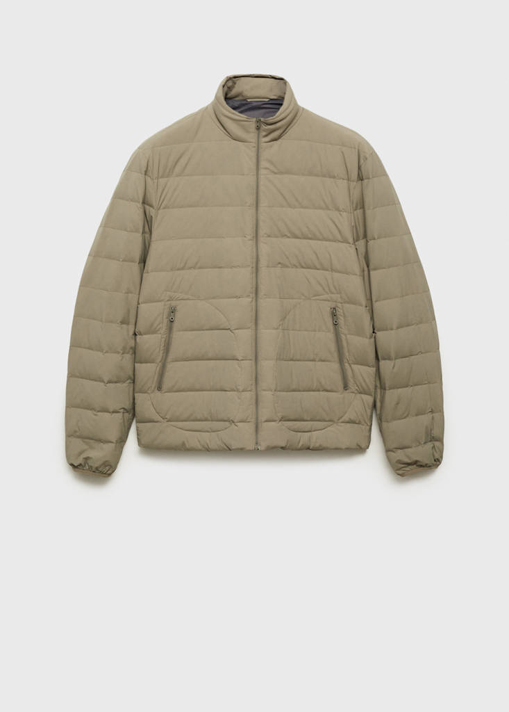 Quilted jacket with down and feather filling — Medium Brown