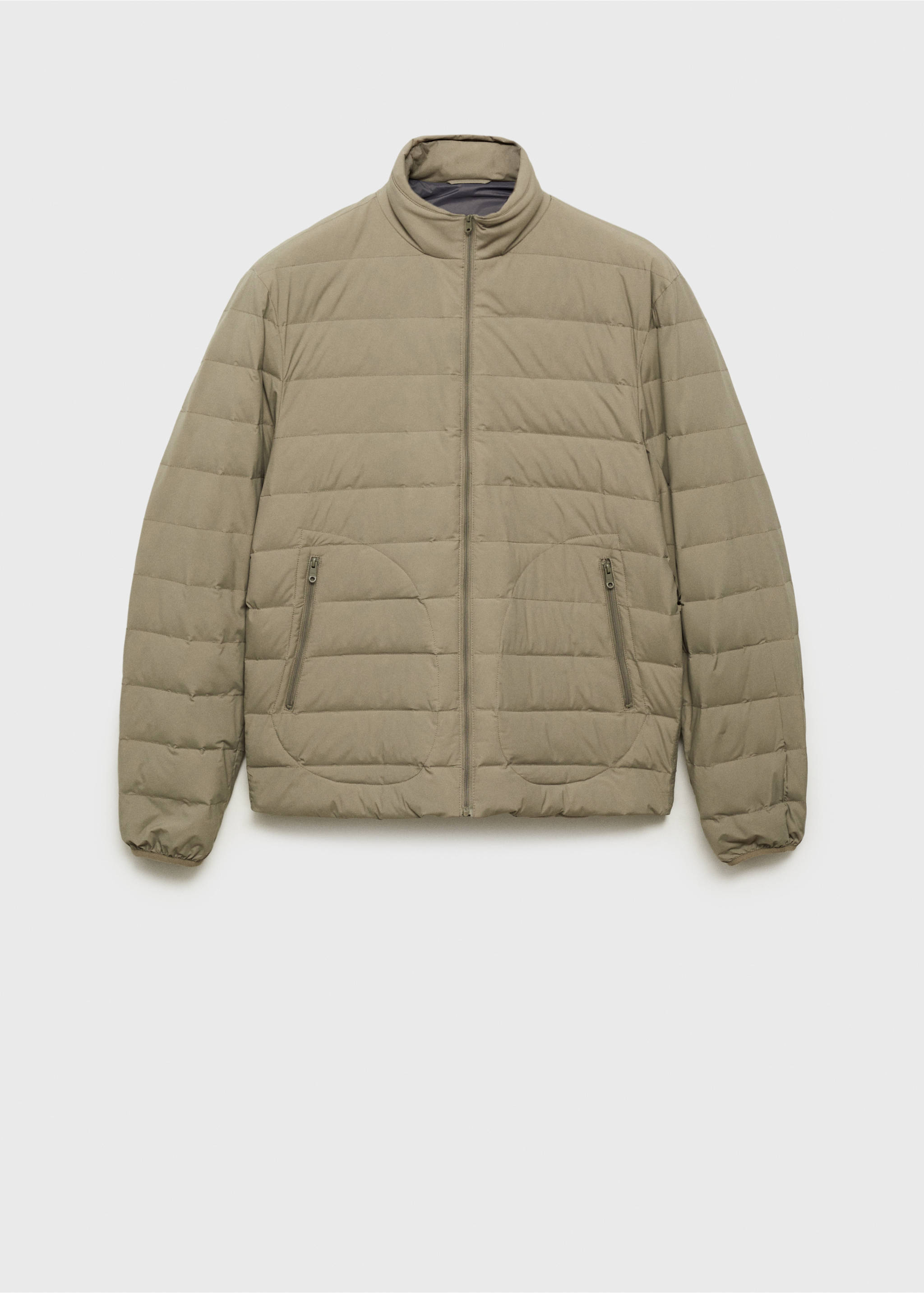 Quilted jacket with down and feather filling - Article without model, Medium Brown. Ref: 87010588-00.