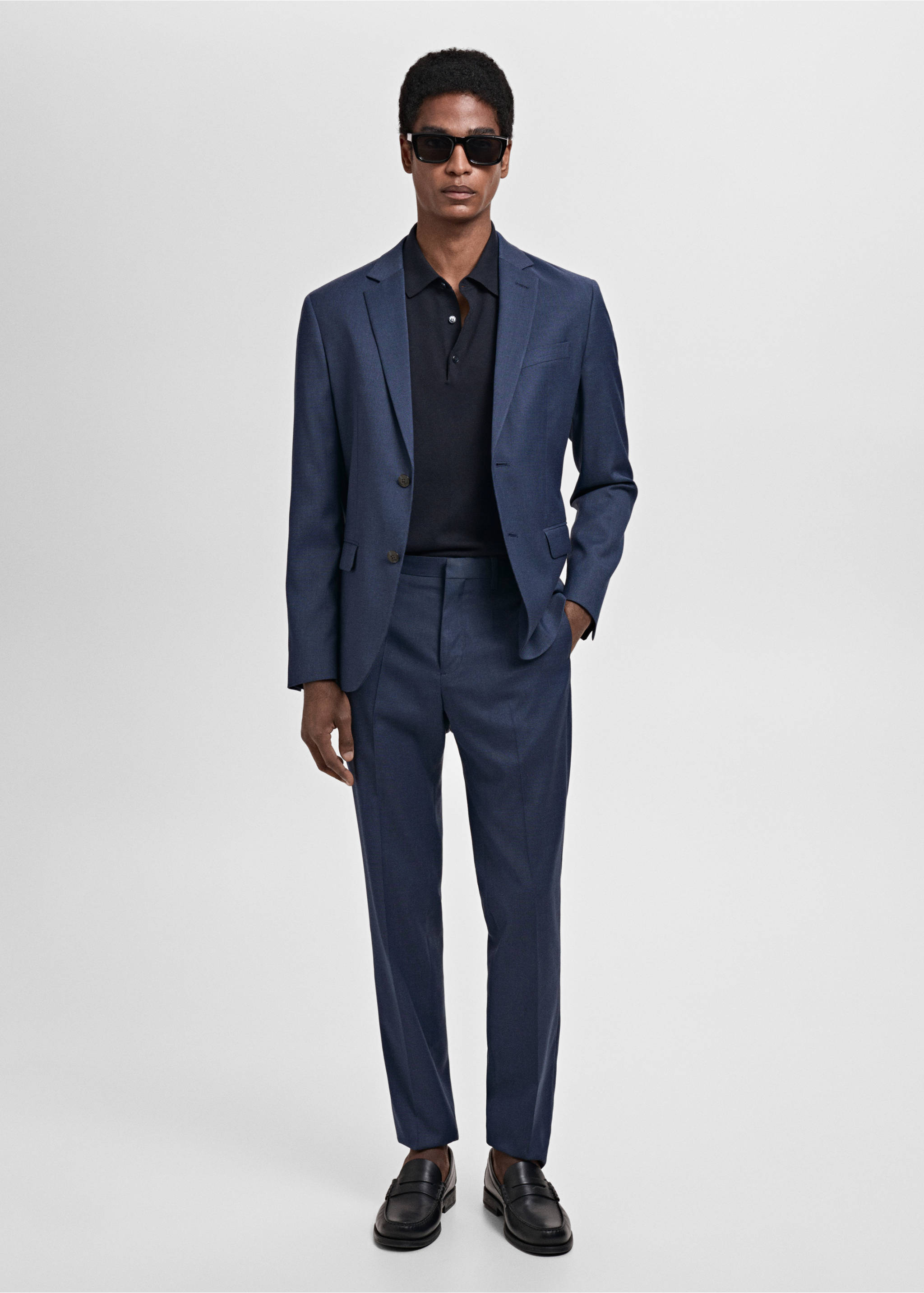 Süper slim fit streç kumaştan kumaş pantolon - Genel plan, Mürekkep Mavisi. Ref: 87010590-00.